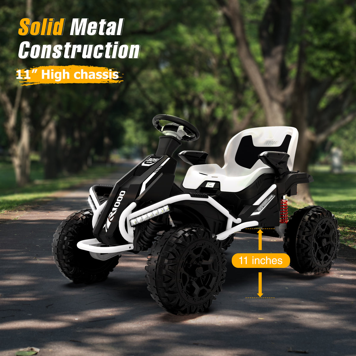 24V 4WD/2WD Switchable Ride on ATV-White