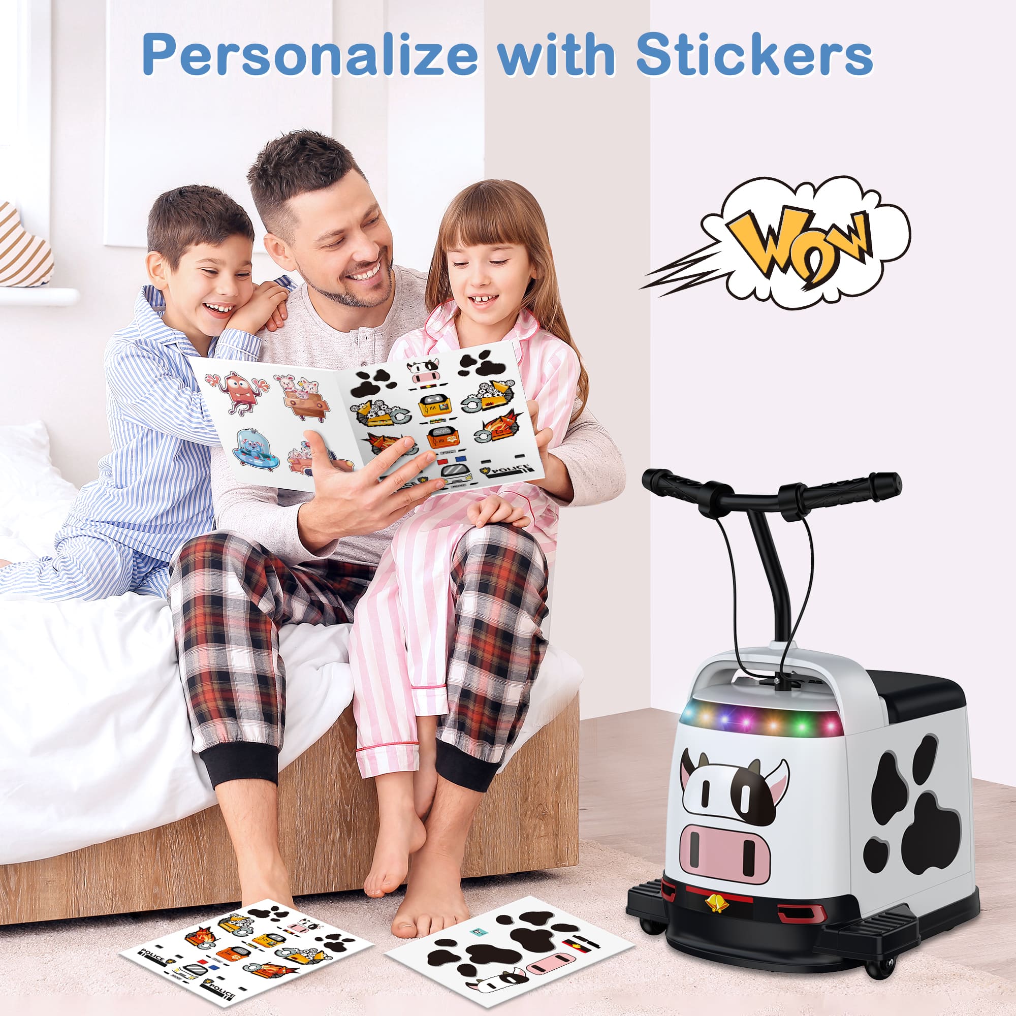 ANPABO 24V Quiet Ride-On: 180W Scooter Motor, 5MPH, Anti-Tip, Safe Indoor/Outdoor Fun