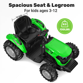 24Volt Battery Powered Ride-on Farm Tractor for Big Kids, Max Speed 5Mph (Dump Bed Sold Separately)