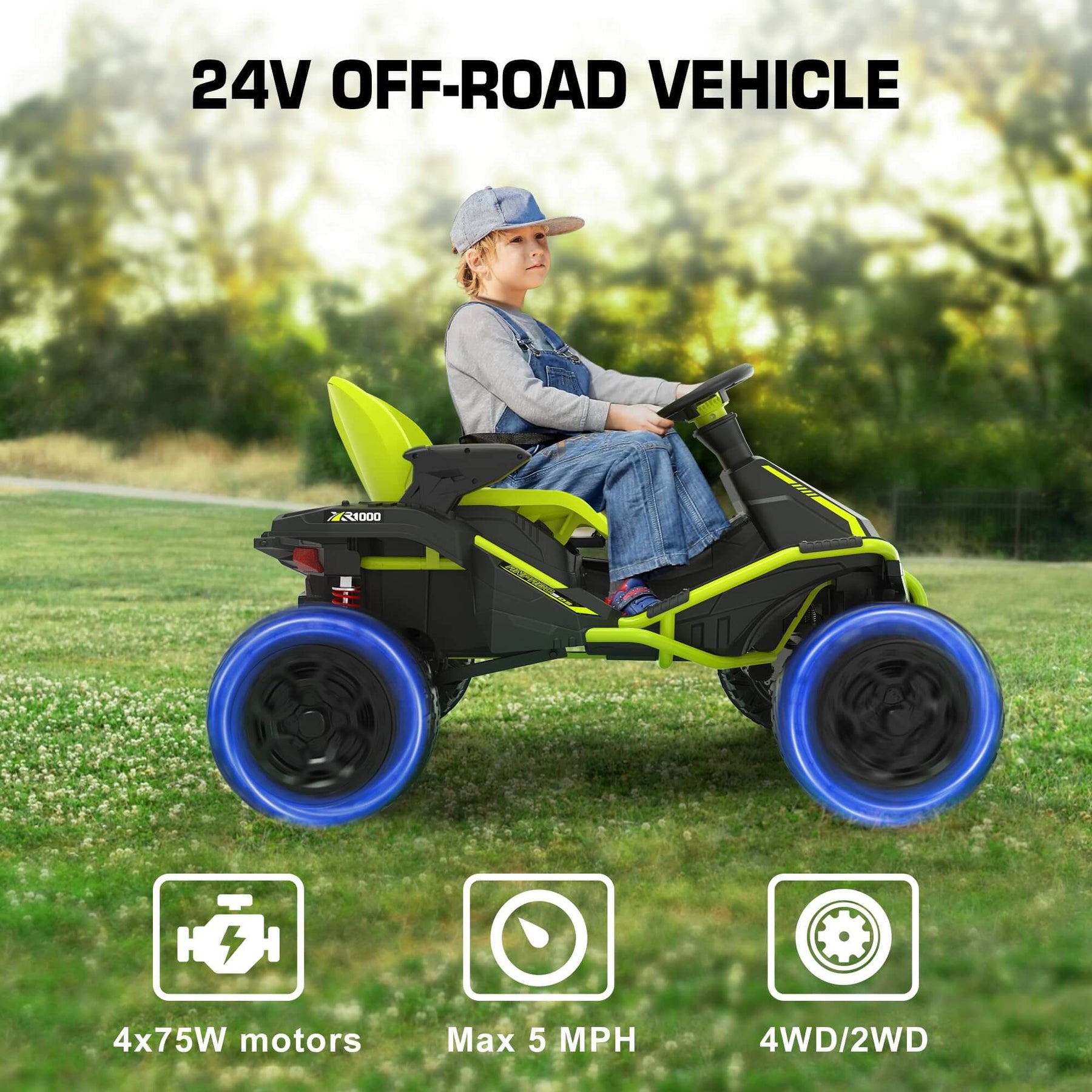 24V 4WD/2WD Switchable Ride on ATV Cars