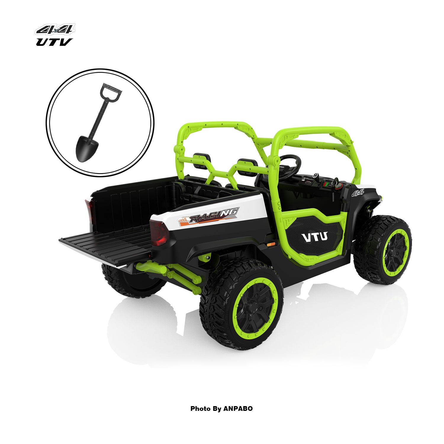 24V All-in-One Utility Ride-On: 4WD Dump Truck & Off-Road UTV with Remote (2-Seater)-green