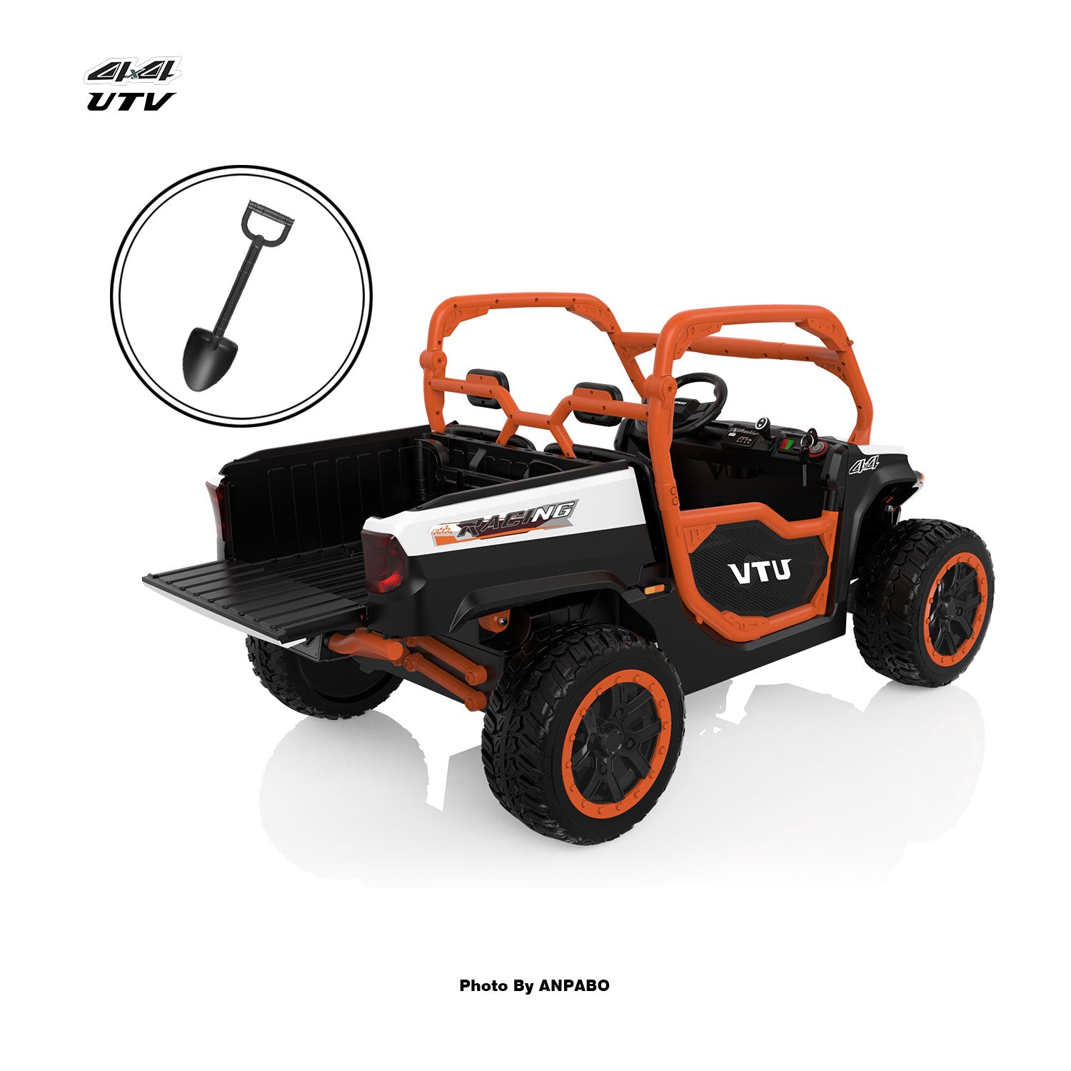 24V All-in-One Utility Ride-On: 4WD Dump Truck & Off-Road UTV with Remote (2-Seater)-orange