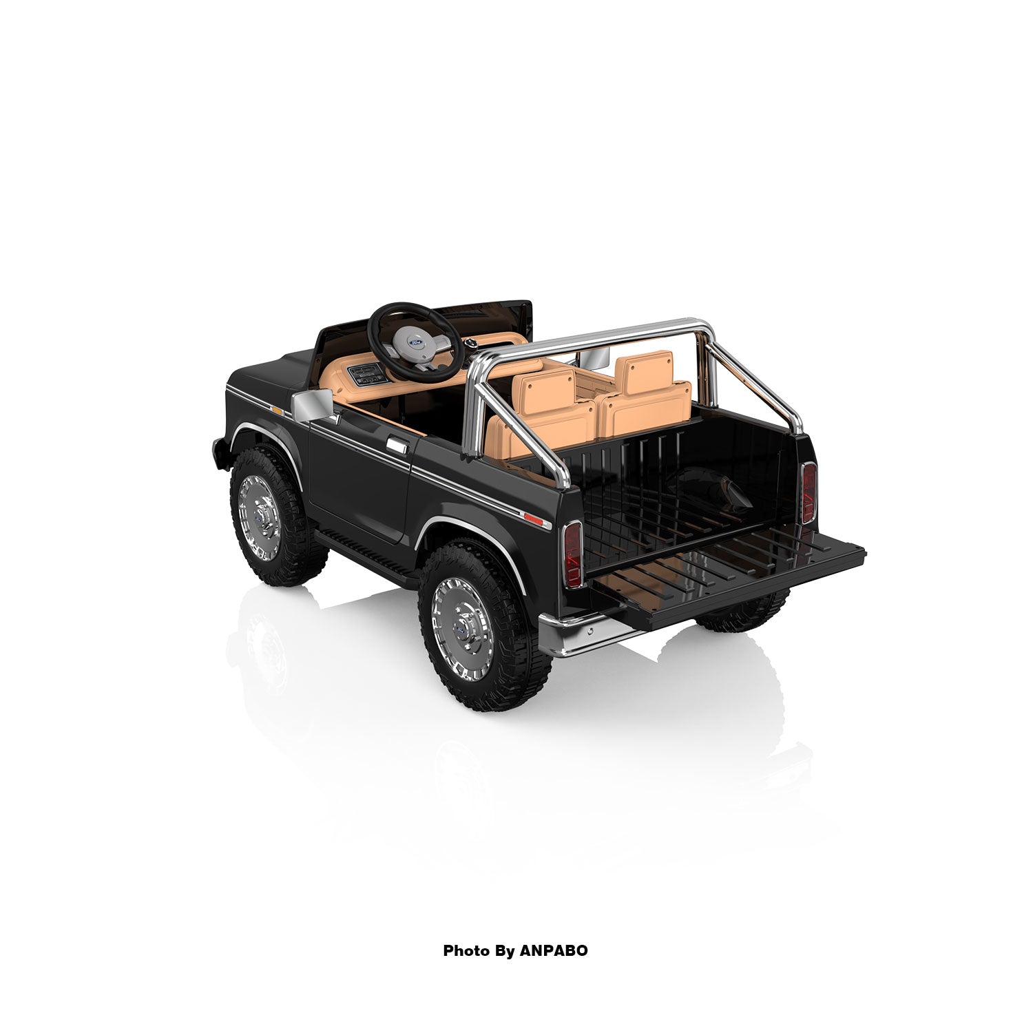 24V Classic Ford Bronco: black Retro Legend, Ready for Dual Adventures-black