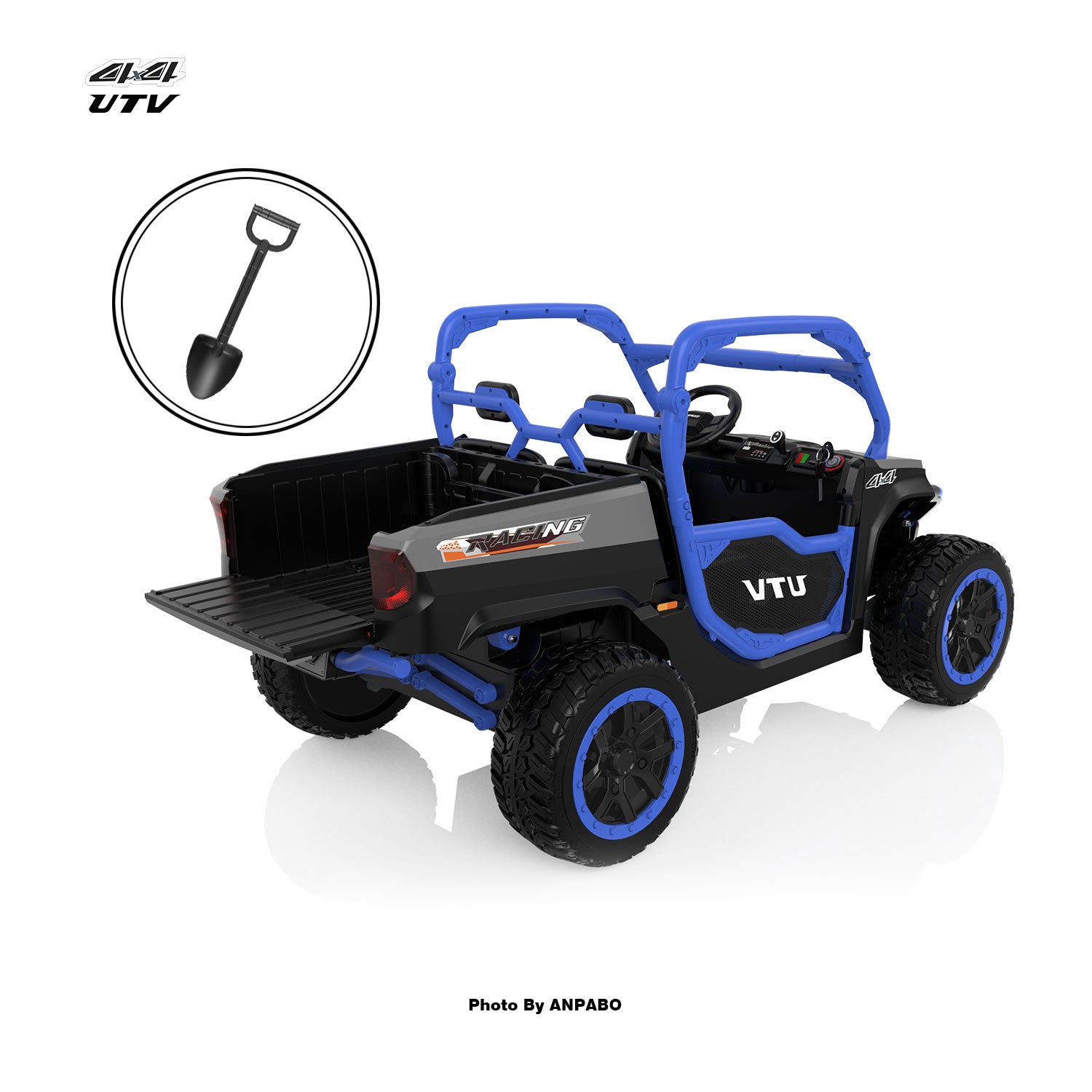 24V All-in-One Utility Ride-On: 4WD Dump Truck & Off-Road UTV with Remote (2-Seater)-blue