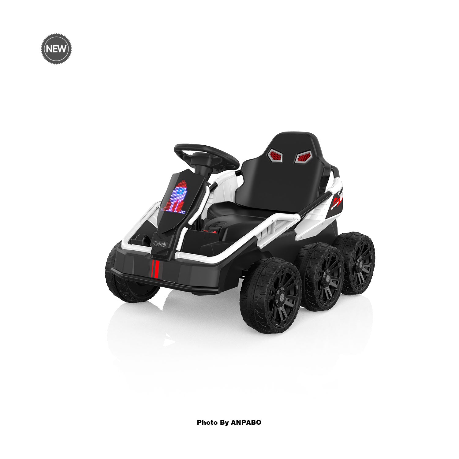24V Kids Ride-On: 4WD, 17" Seat, Remote, Bluetooth Music, 5MPH-white
