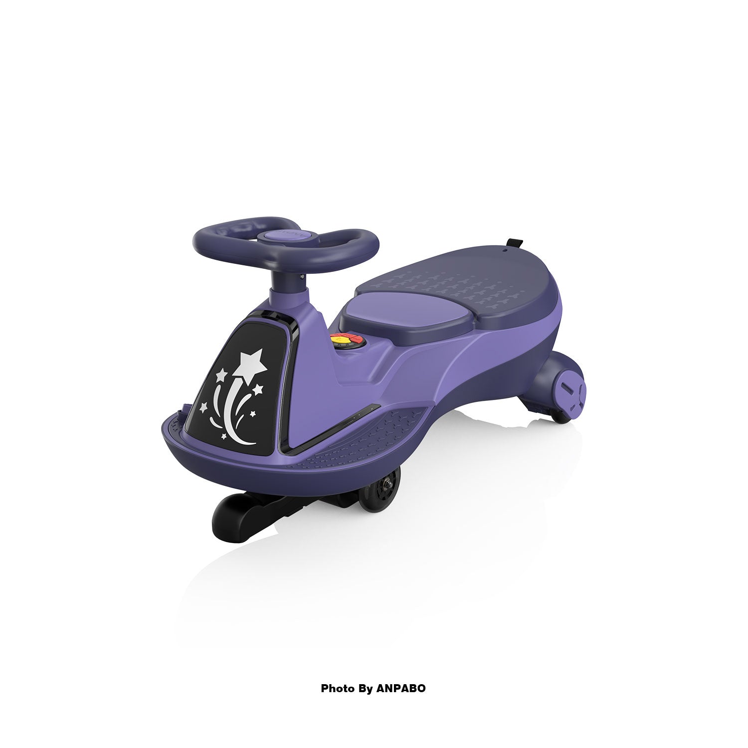 ANPABO 12V Electric Wiggle Car for Kids with LED Lights & Music-Purple