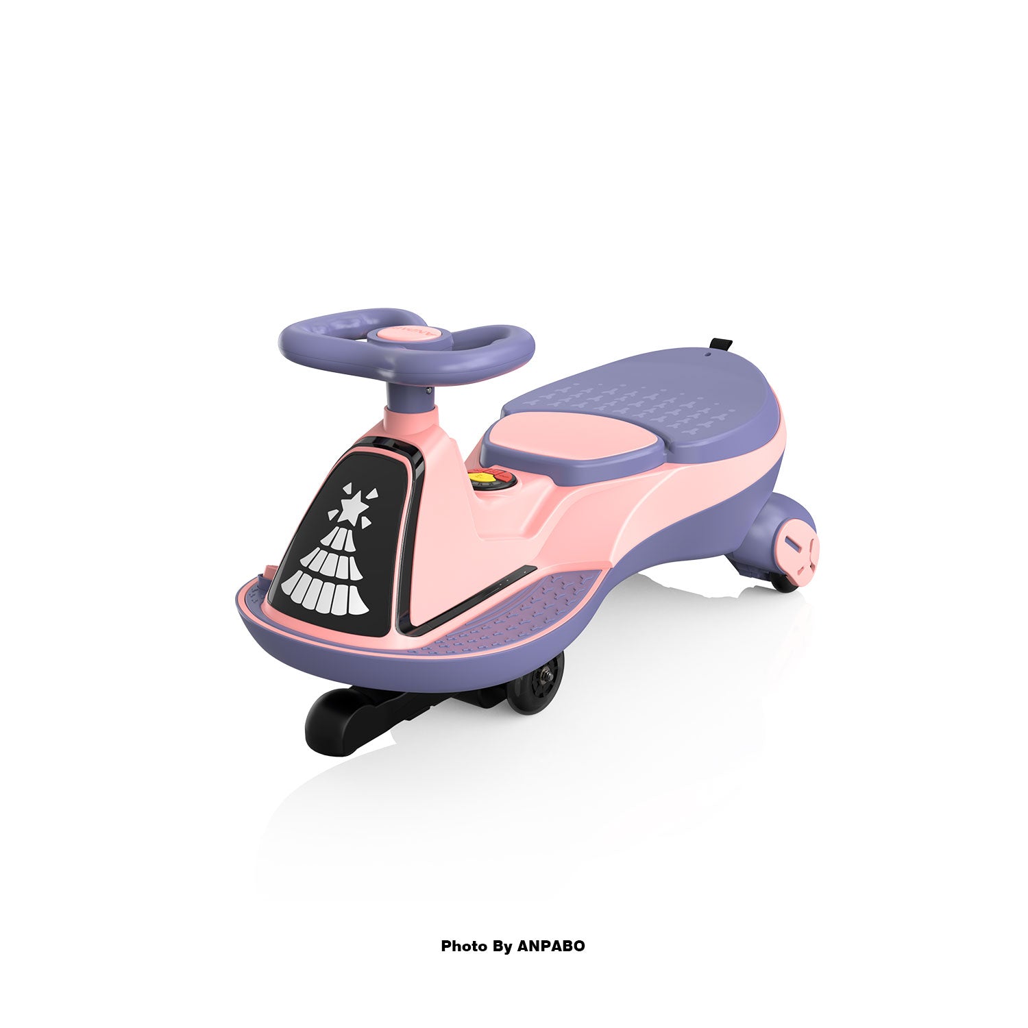 ANPABO 12V Electric Wiggle Car for Kids with LED Lights & Music-pink