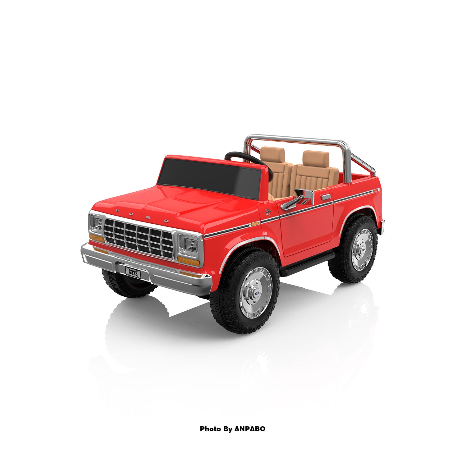 24V Classic Ford Bronco: Red Retro Legend, Ready for Dual Adventures-red