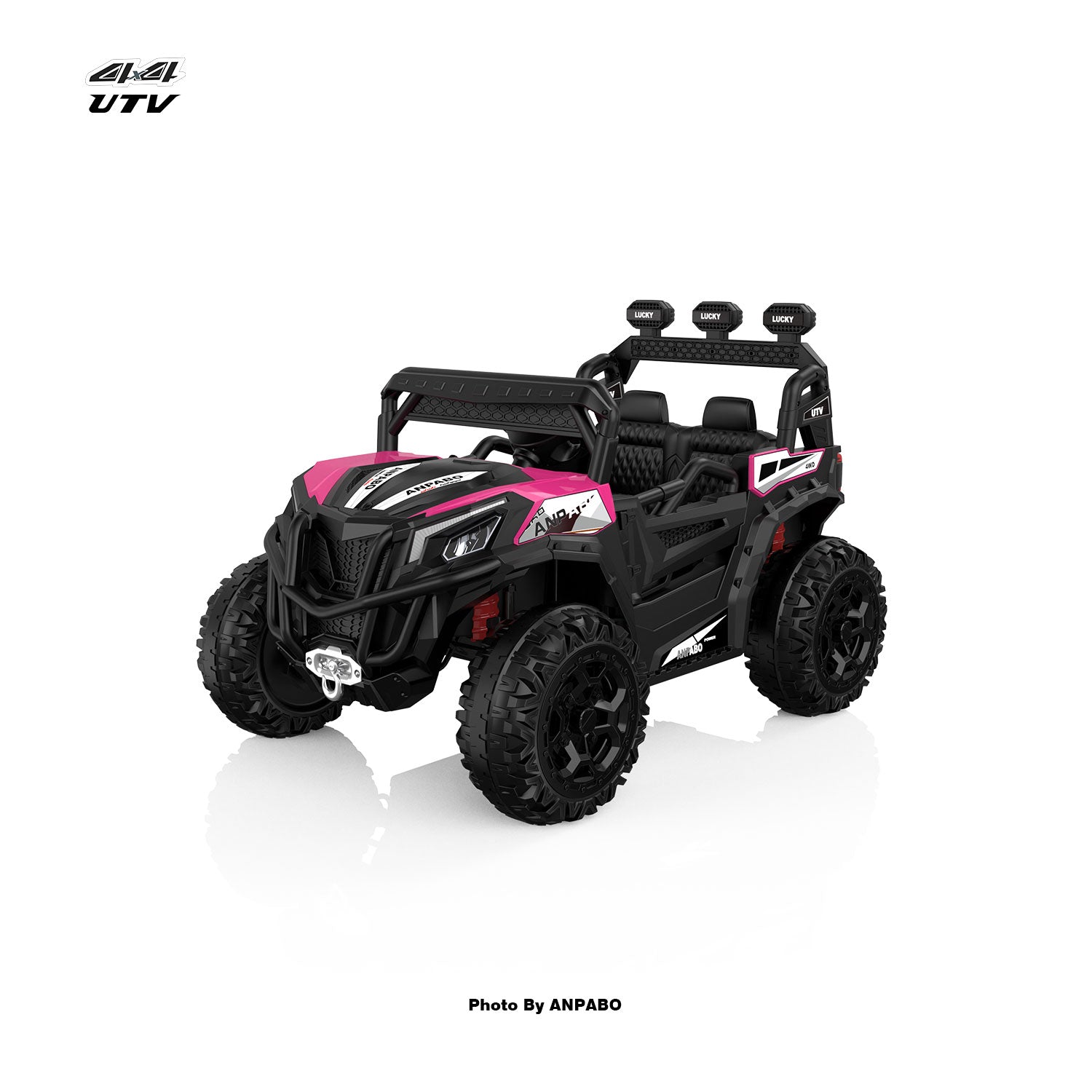 24V APBODirect Terrain Ride-On Buggy with Remote-Max-R 24V 4WD UTV -rose red