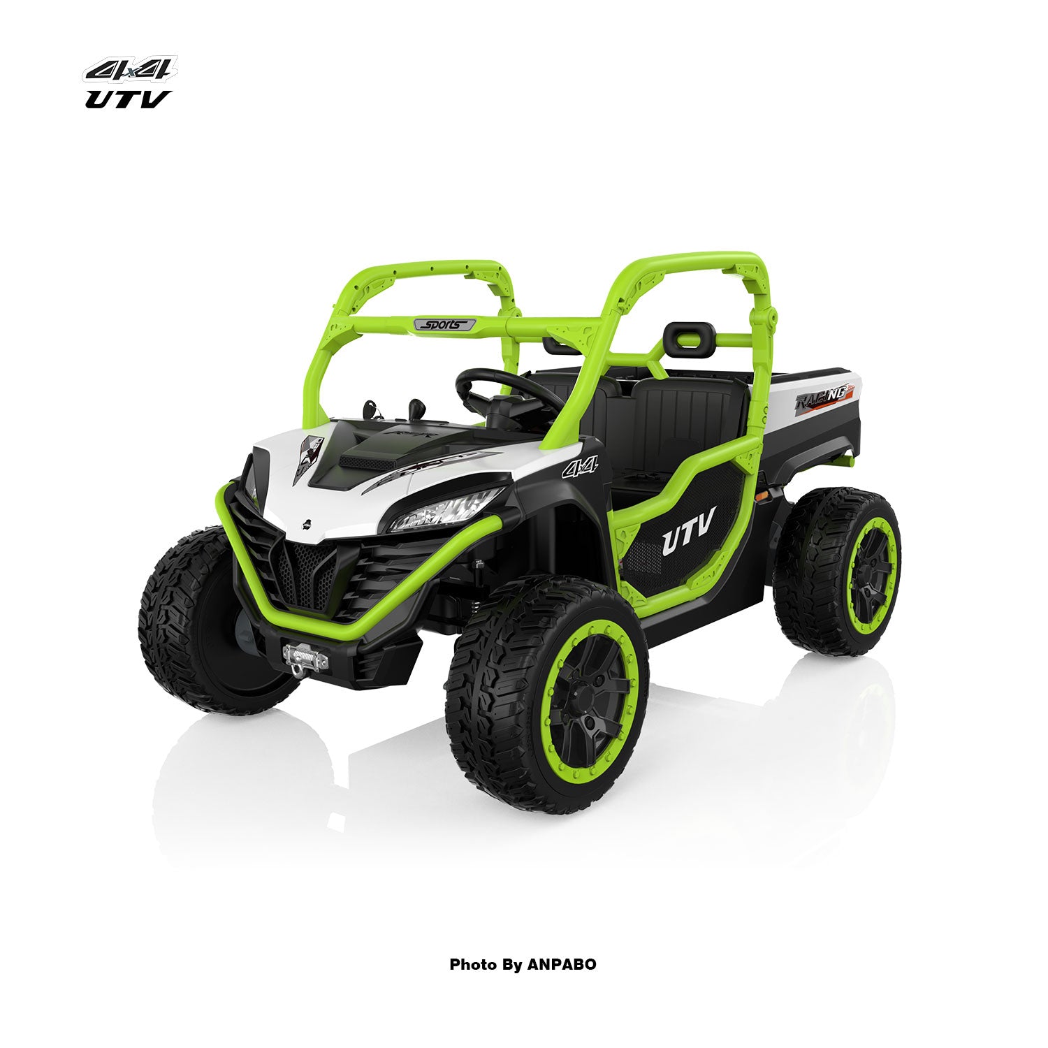 24V All-in-One Utility Ride-On: 4WD Dump Truck & Off-Road UTV with Remote (2-Seater)-green