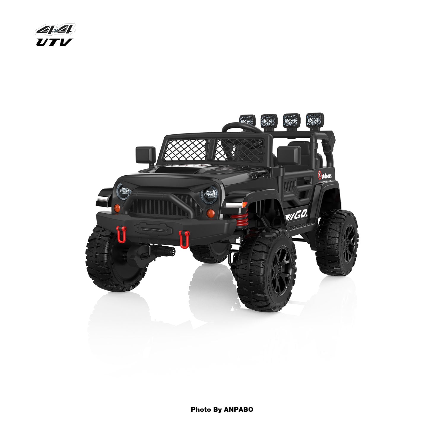 ANPABO 24 Volt 4WD Truck Two Seater With Parent Remote Control And Bluetooth Music Player 3-8 Years Old