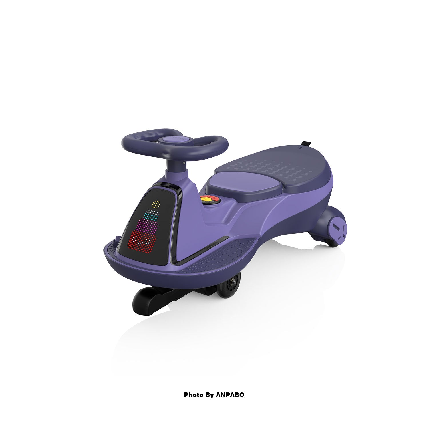 ANPABO 12V Electric Wiggle Car for Kids with LED Screen-Lights & Music-Purple