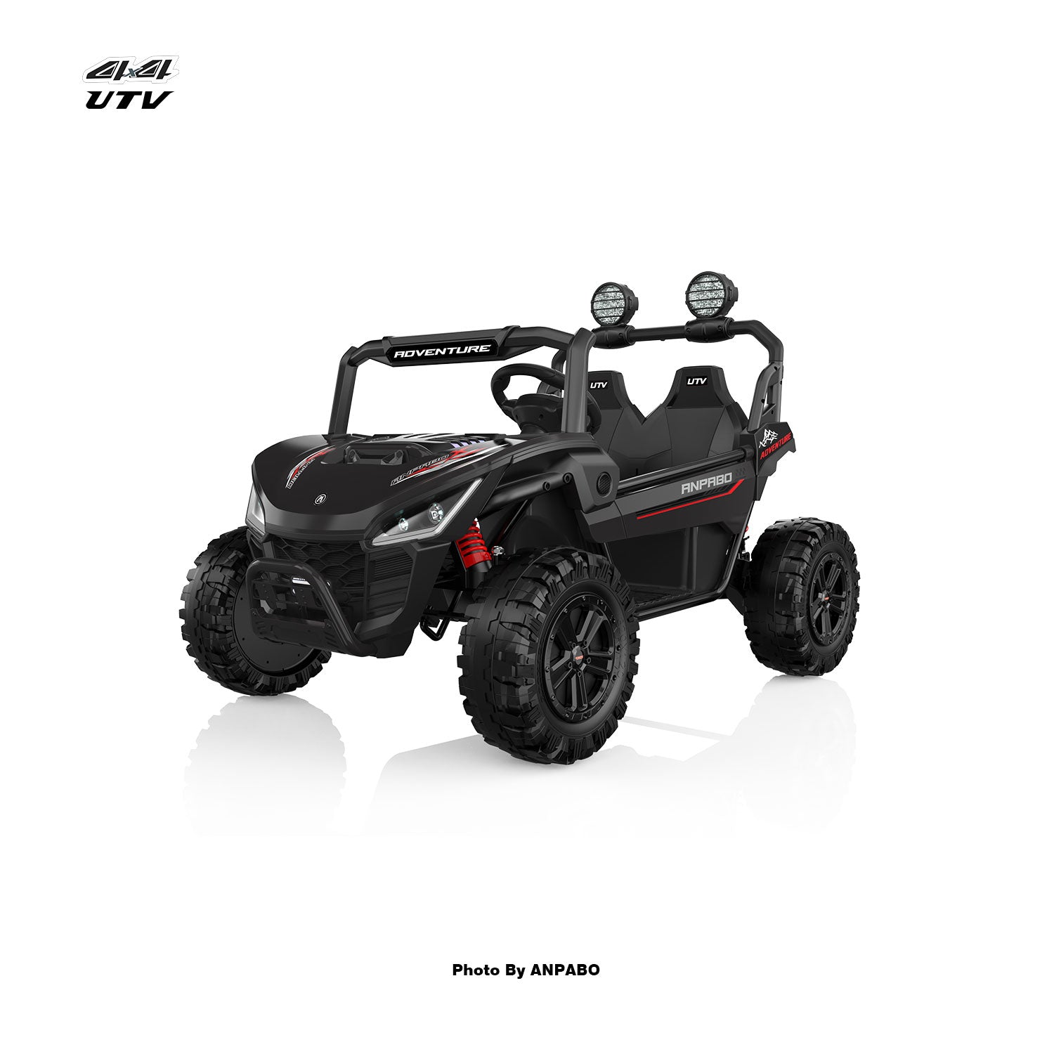 24V APBODirect Terrain Ride-On Buggy-UTV with Remote-black