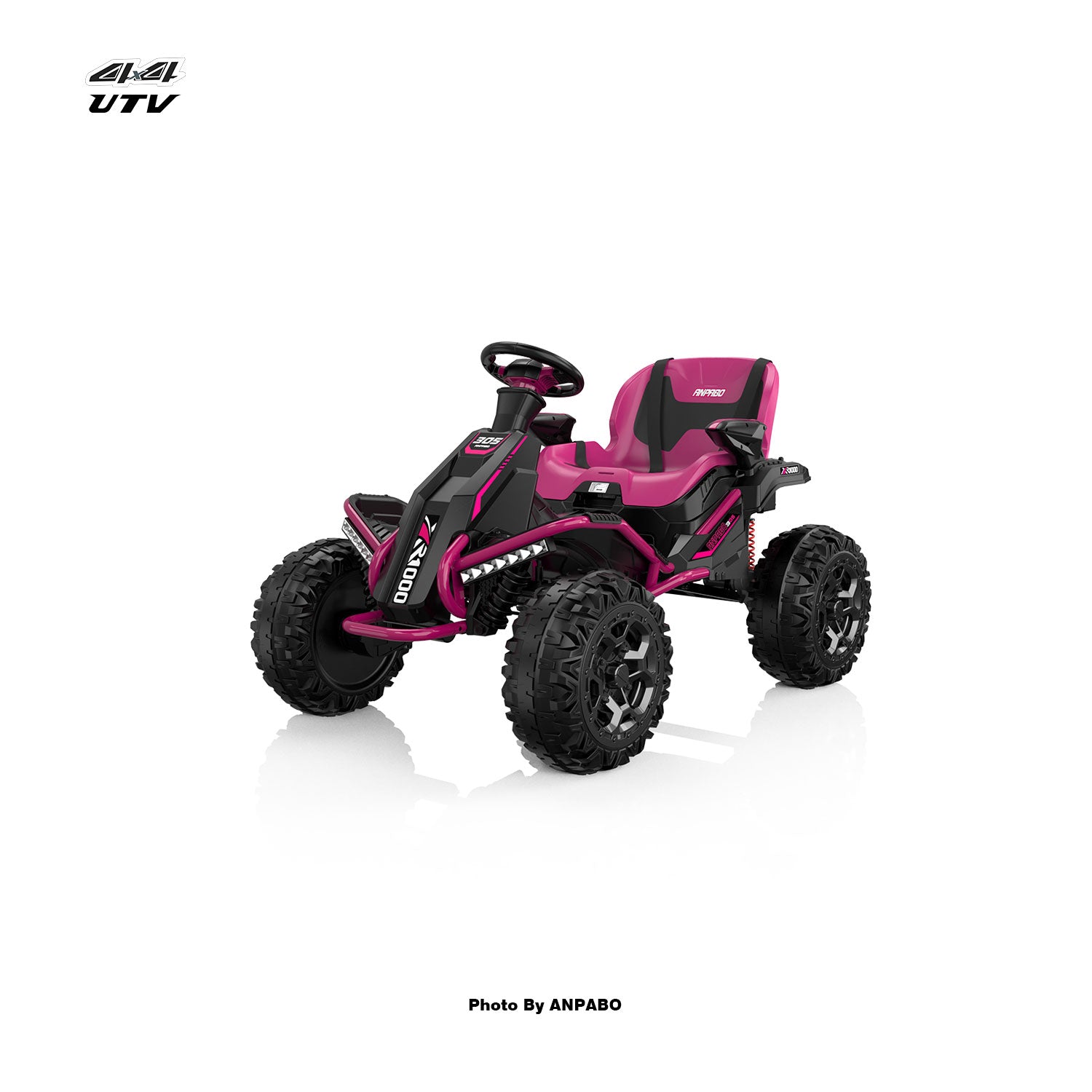 24V APBODirect Terrain Ride-On Buggy with Remote-rose red