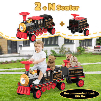 ANPABO 12V Train Three Seater With Carriage,Bluetooth