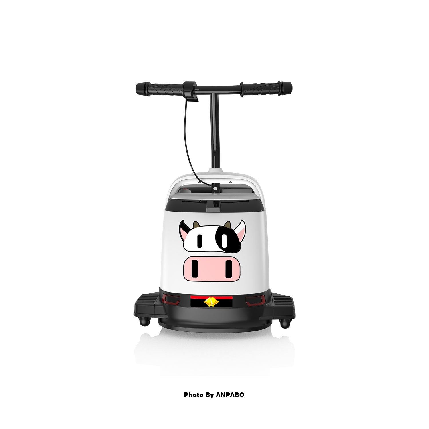 ANPABO 12V Kids Ride On Car with Lights & Music-white-cow