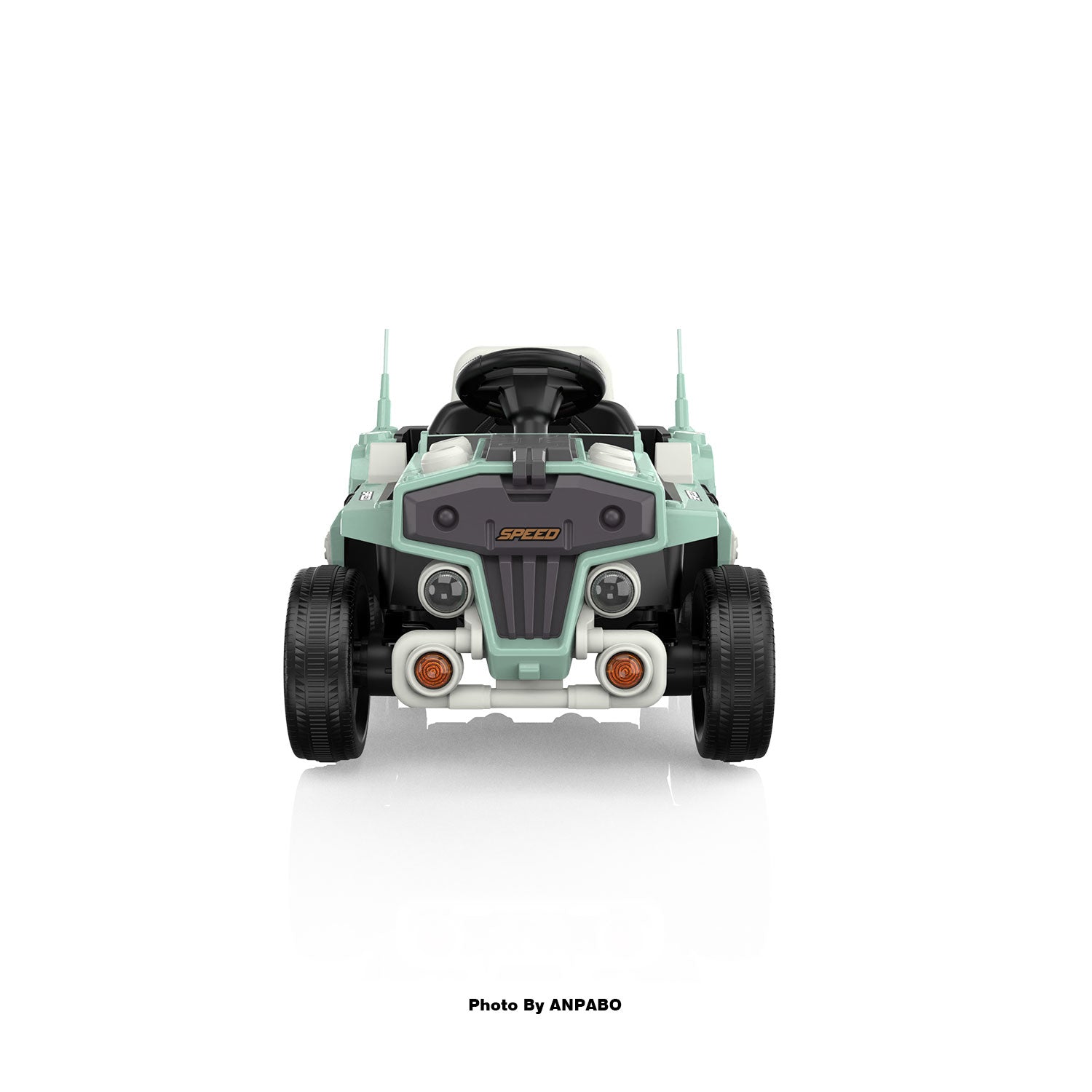 ANPABO Blue 12V Ride-On Car for Ages 2-5 RC, Music, Safety Features-green