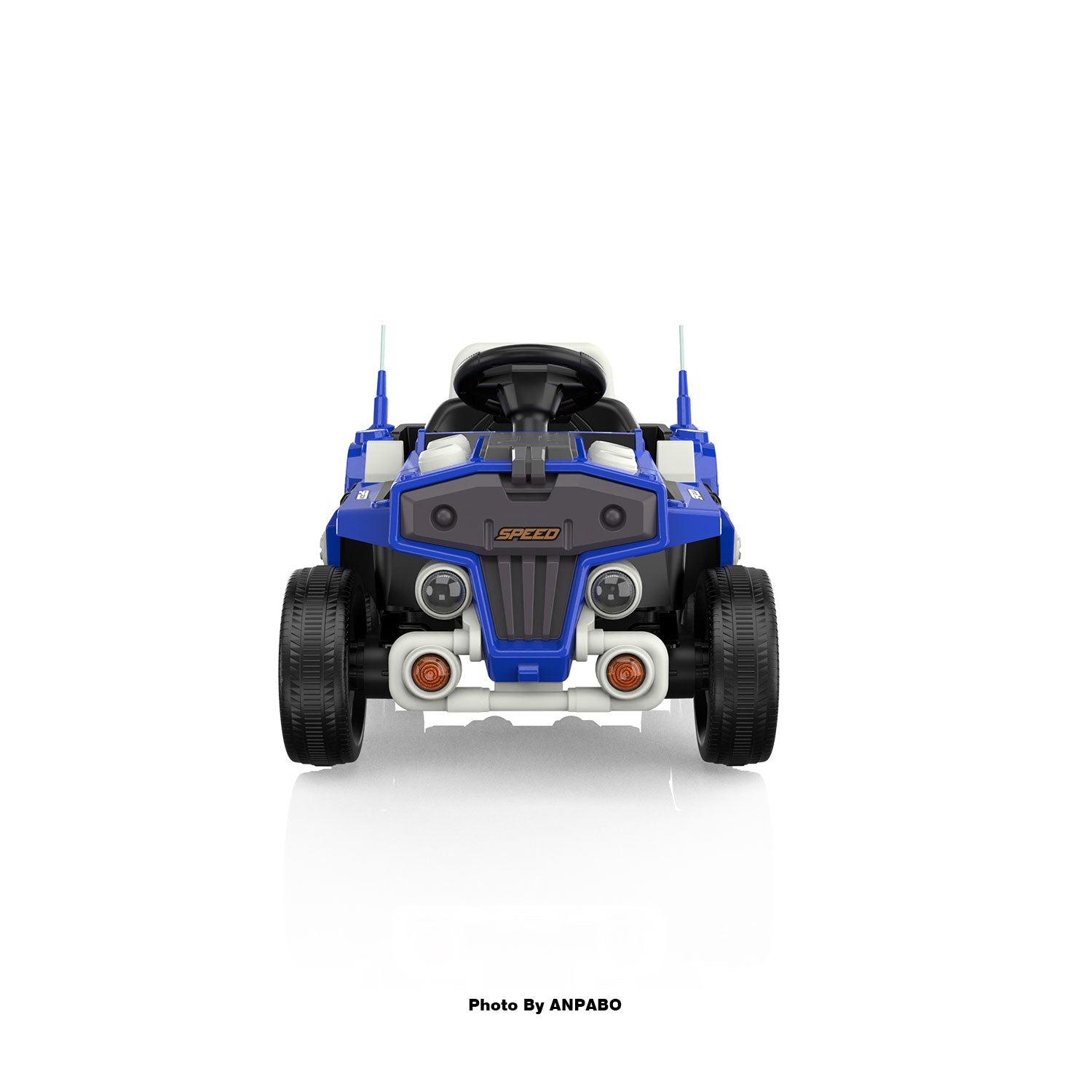 ANPABO Blue 12V Ride-On Car for Ages 2-5 RC, Music, Safety Features-blue