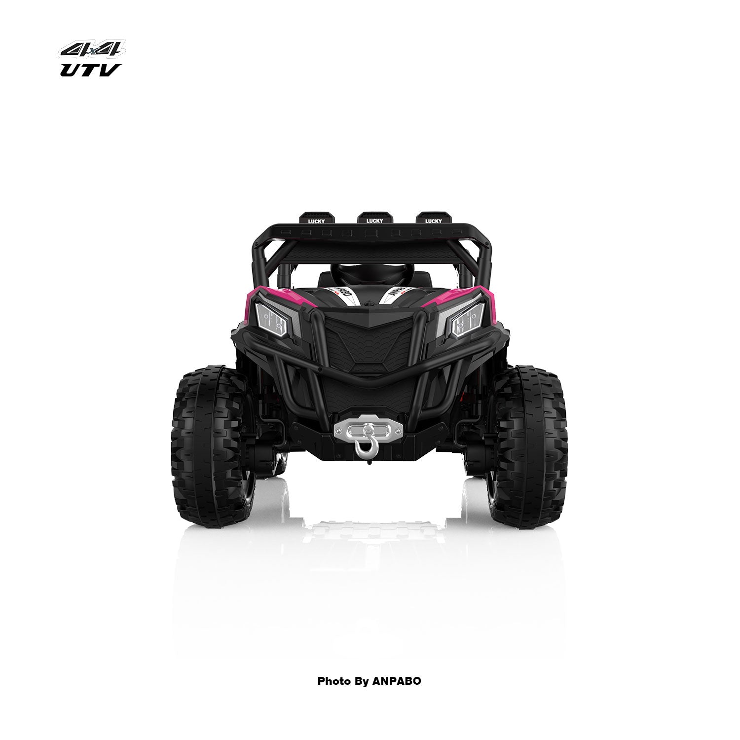24V APBODirect Terrain Ride-On Buggy with Remote-Max-R 24V 4WD UTV -rose red