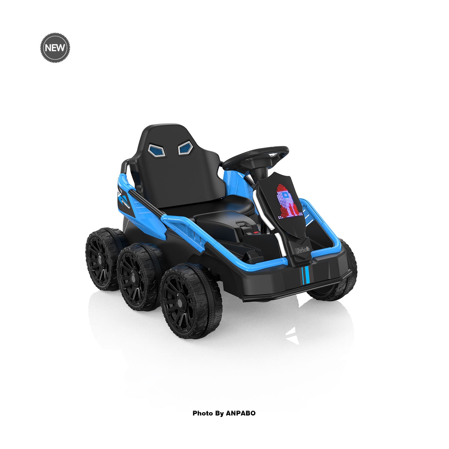 24V Kids Ride-On: 4WD, 17" Seat, Remote, Bluetooth Music, 5MPH-blue