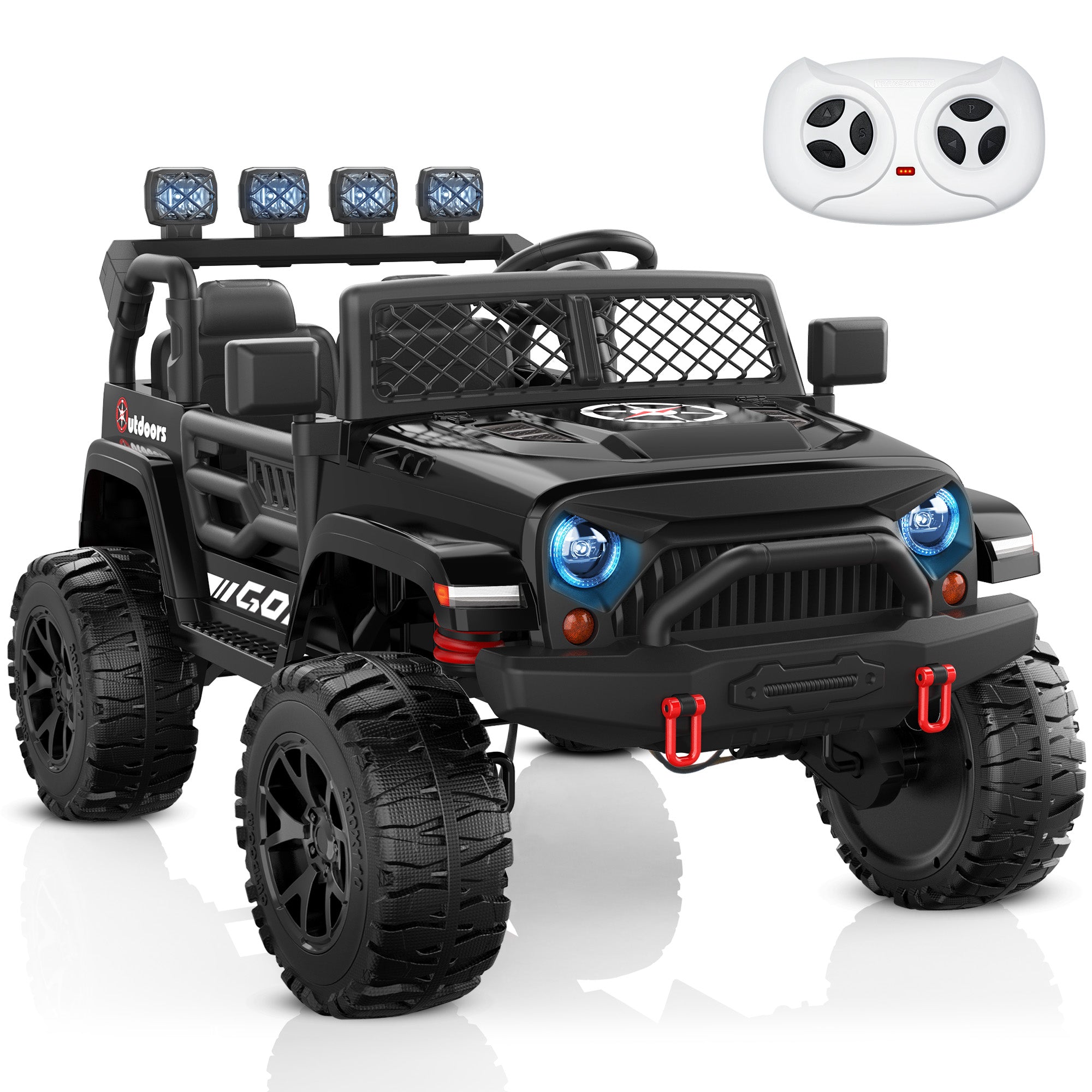 ANPABO 24 Volt 4WD Truck Two Seater With Parent Remote Control And Bluetooth Music Player 3-8 Years Old