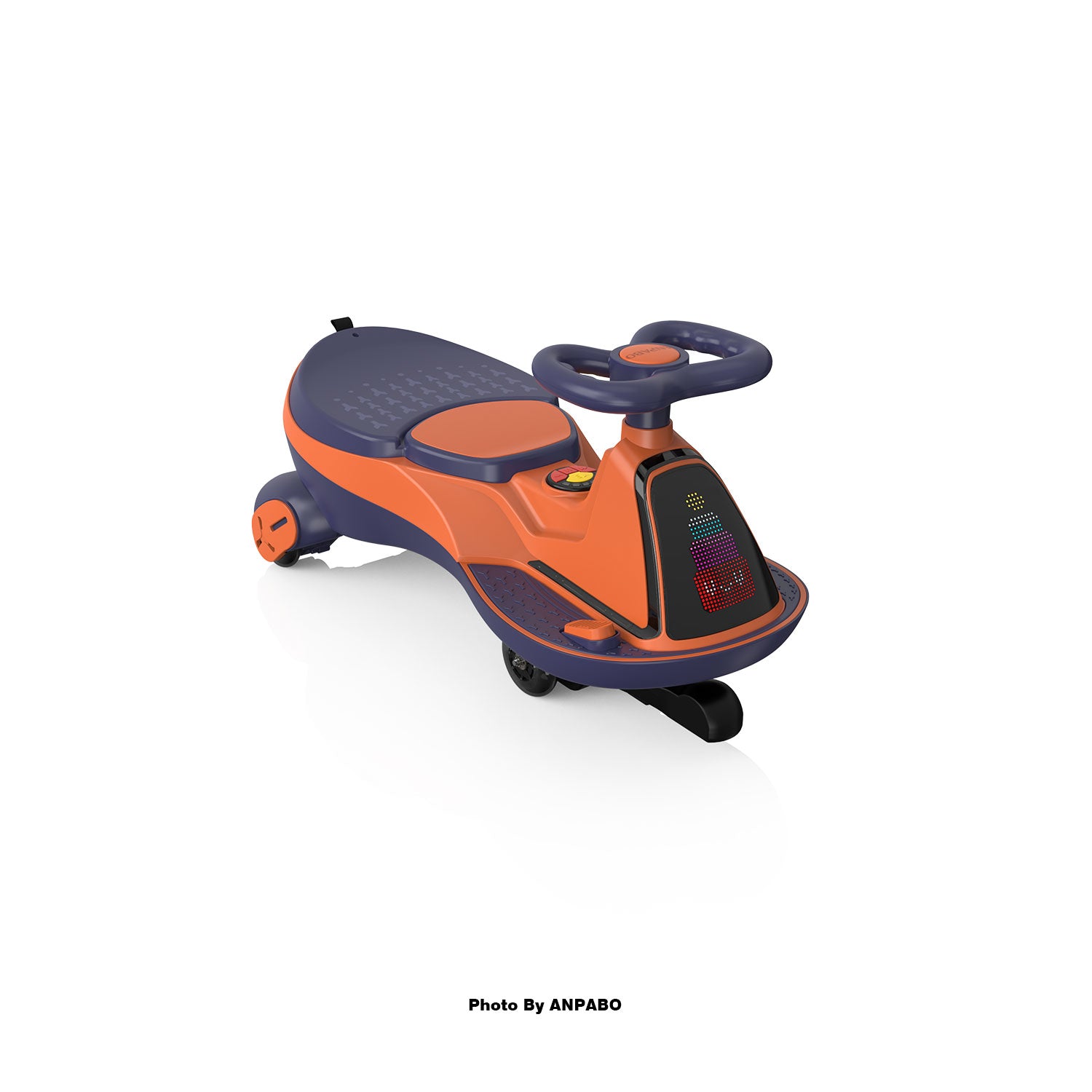 ANPABO 12V Electric Wiggle Car for Kids with LED Screen-Lights & Music-orange