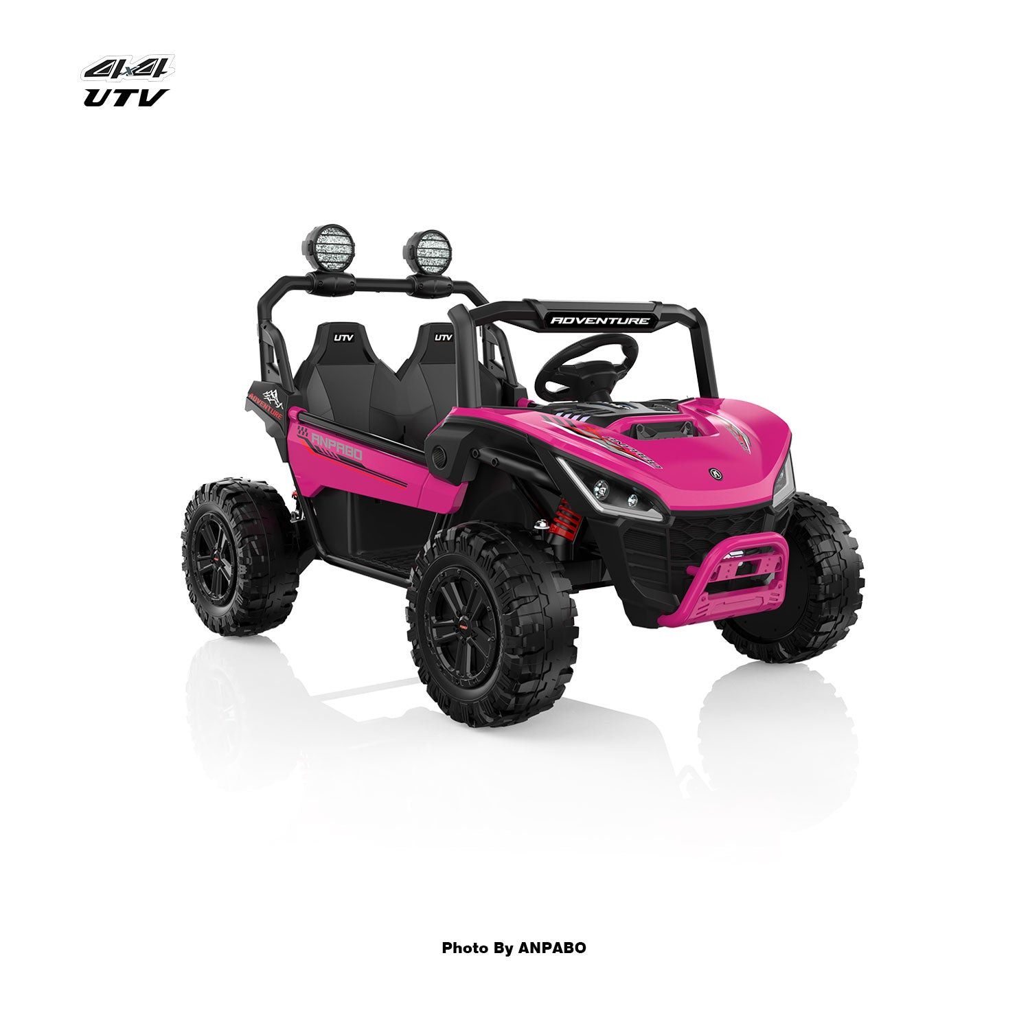 24V APBODirect Terrain Ride-On Buggy-UTV with Remote-Rose Red