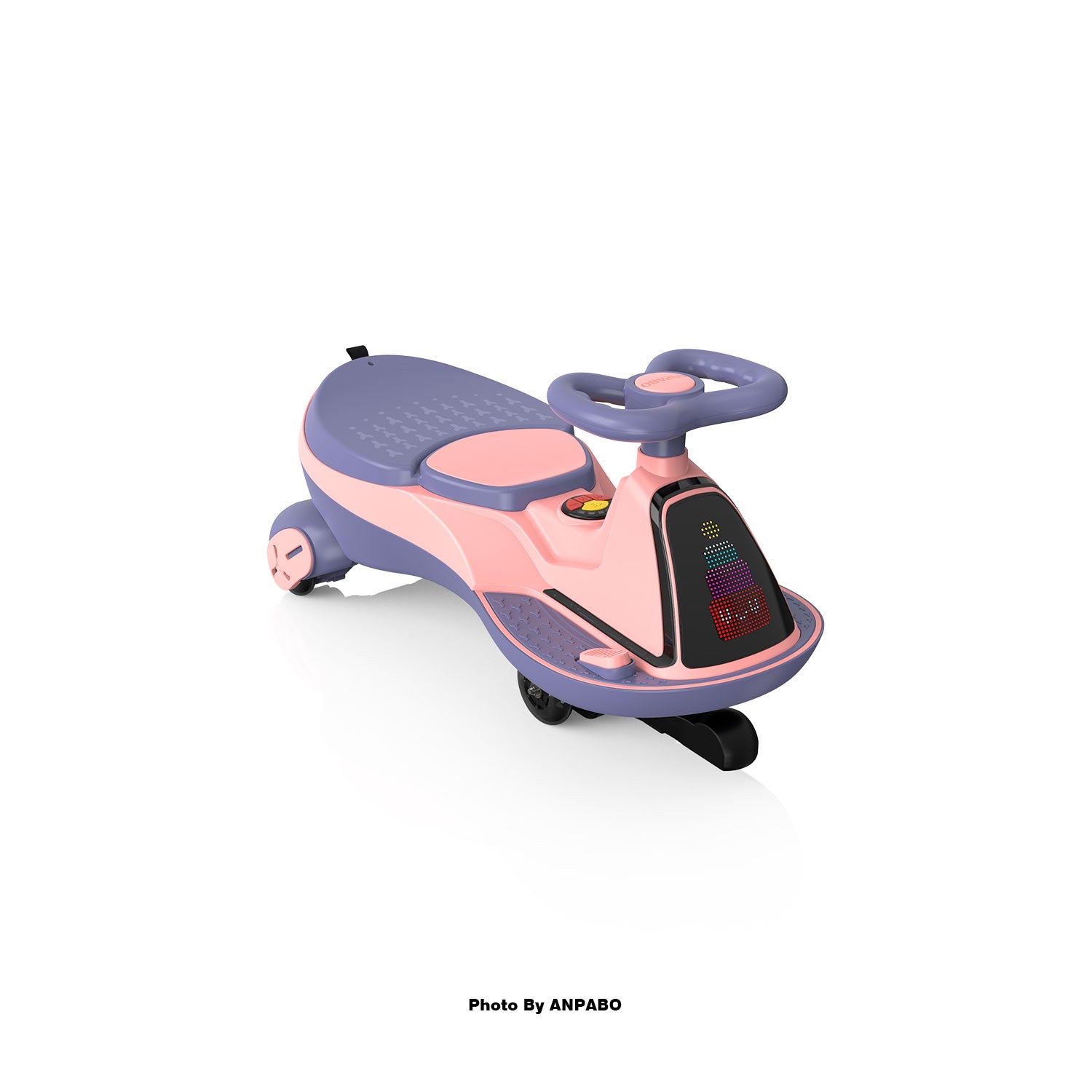 ANPABO 12V Electric Wiggle Car for Kids with LED Screen-Lights & Music-pink