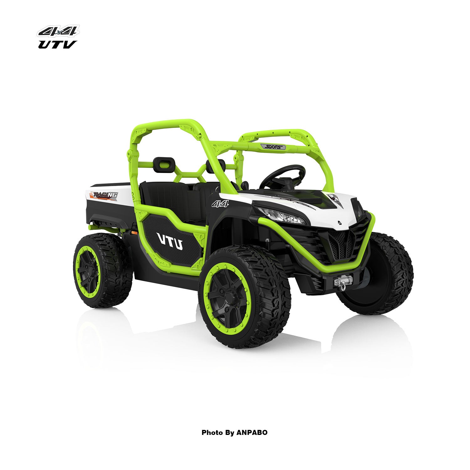 24V All-in-One Utility Ride-On: 4WD Dump Truck & Off-Road UTV with Remote (2-Seater)-green