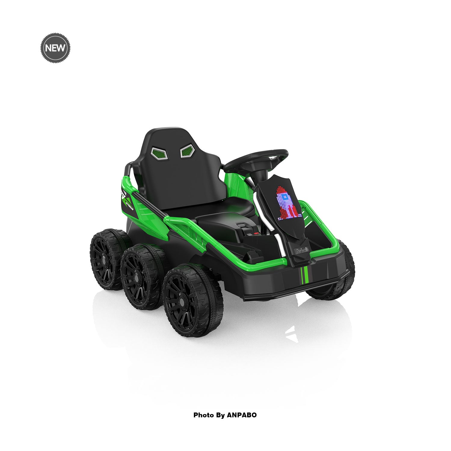 24V Kids Ride-On: 4WD, 17" Seat, Remote, Bluetooth Music, 5MPH-green