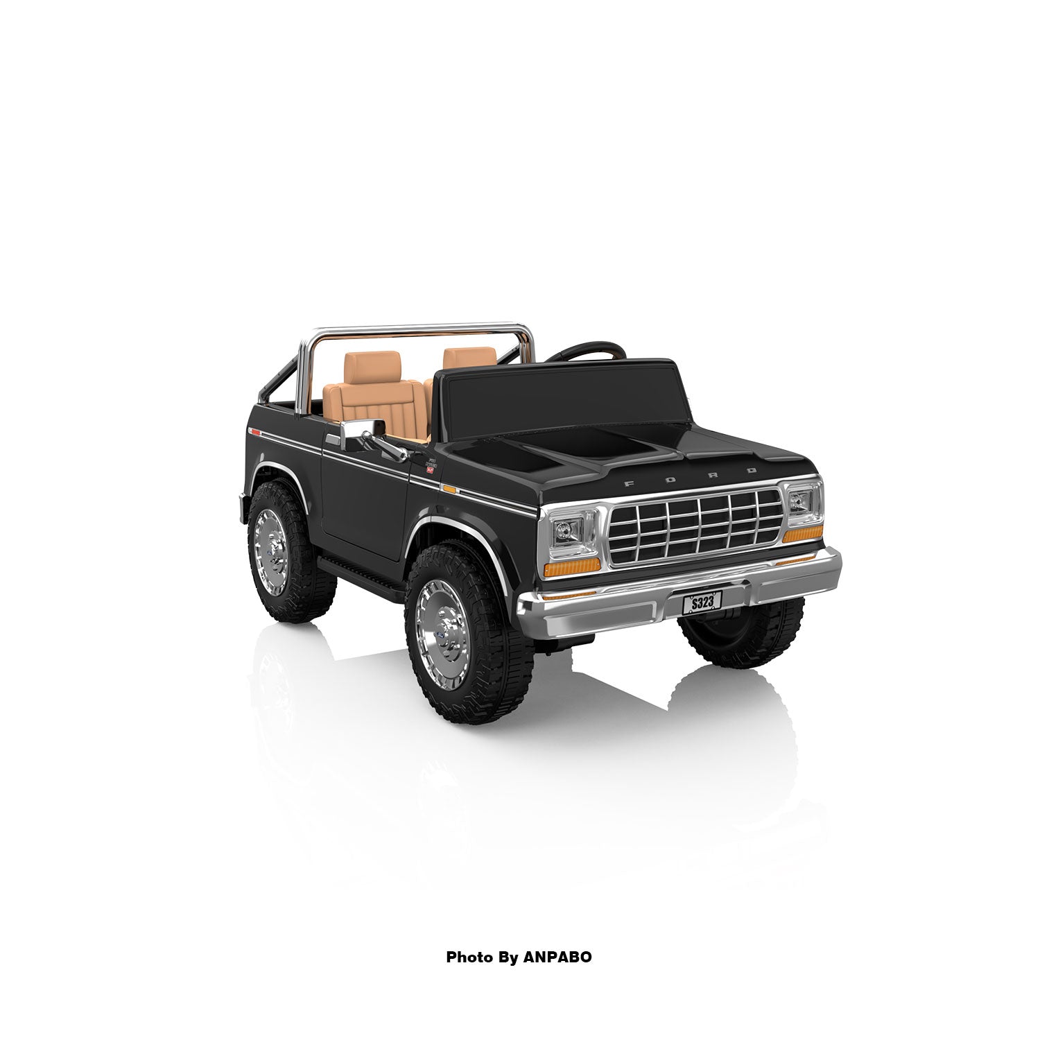 24V Classic Ford Bronco: black Retro Legend, Ready for Dual Adventures-black