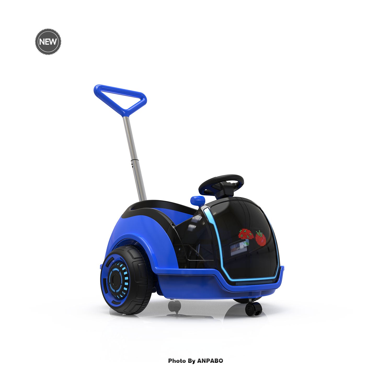 12V 3-In-1 Ride On Car Designed to Grow With Your Child-LED-blue