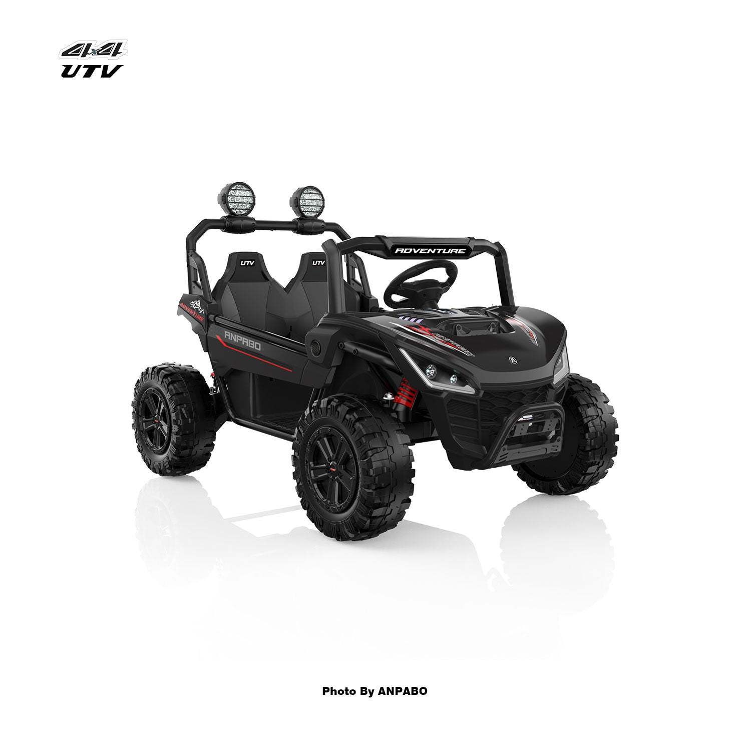 24V APBODirect Terrain Ride-On Buggy-UTV with Remote-black