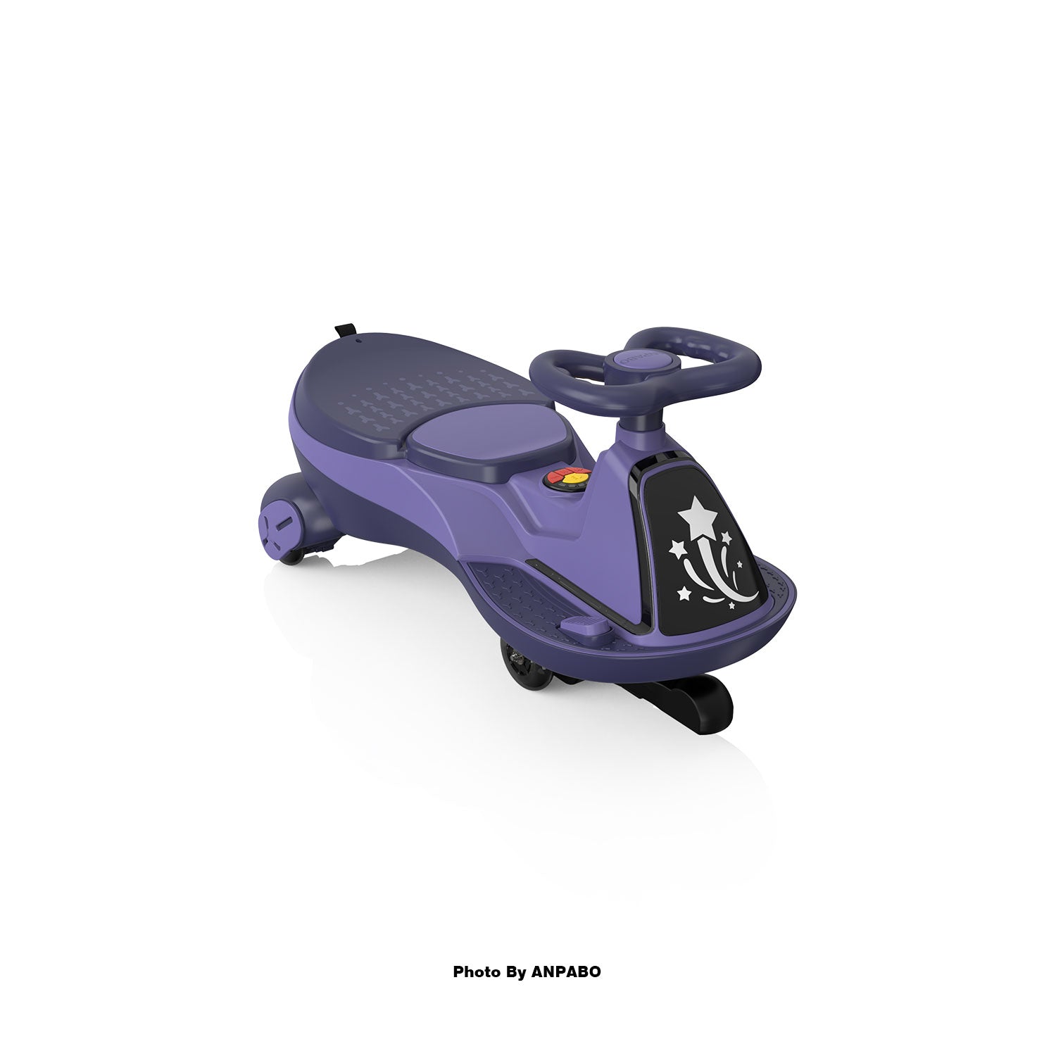 ANPABO 12V Electric Wiggle Car for Kids with LED Lights & Music-Purple