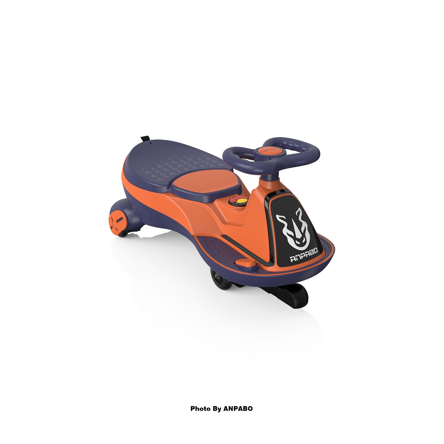 ANPABO 12V Electric Wiggle Car for Kids with LED Lights & Music-orange
