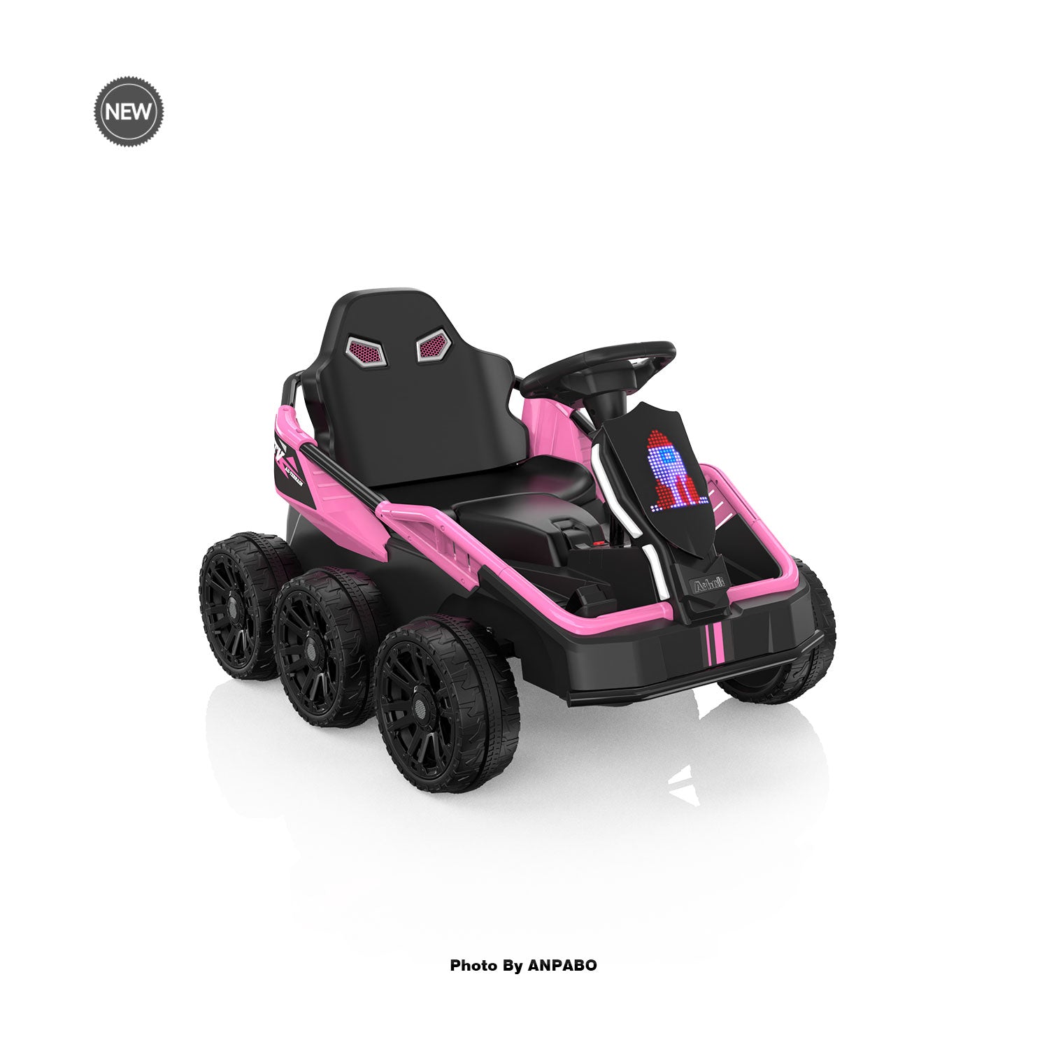 24V Kids Ride-On: 4WD, 17" Seat, Remote, Bluetooth Music, 5MPH-pink