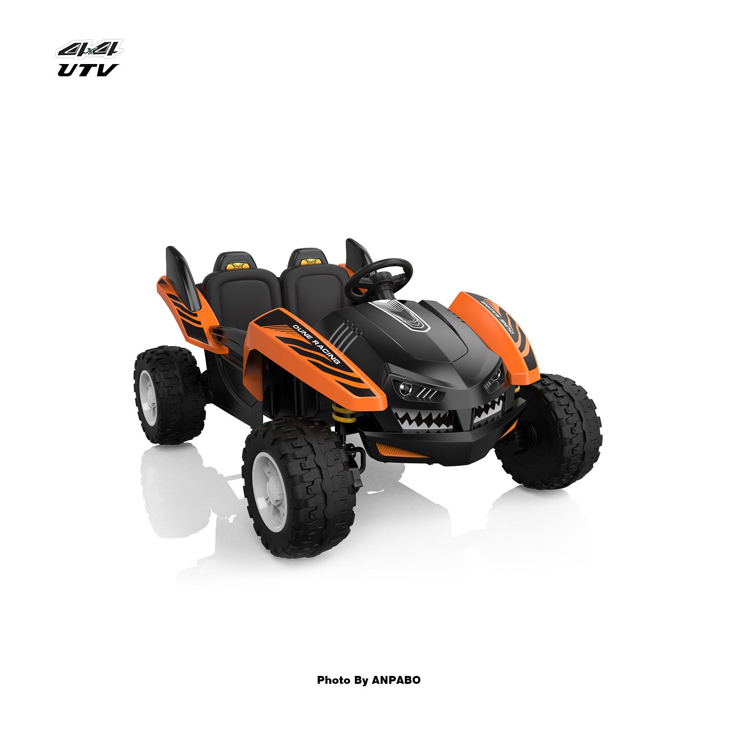 24V 4x4 Bionic Shark Dune Racer: 2-Seater Off-Road UTV with Bluetooth & Parental Remote-orange