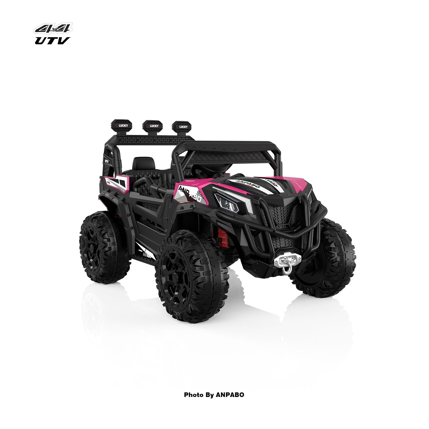 24V APBODirect Terrain Ride-On Buggy with Remote-Max-R 24V 4WD UTV -rose red