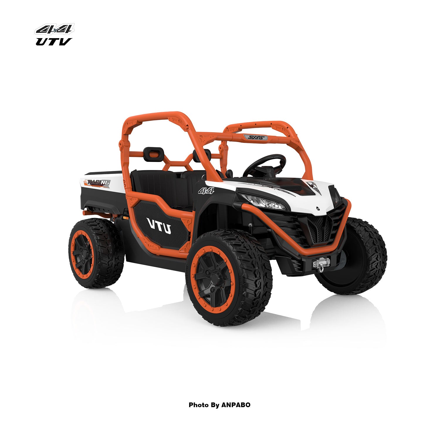 24V All-in-One Utility Ride-On: 4WD Dump Truck & Off-Road UTV with Remote (2-Seater)-orange
