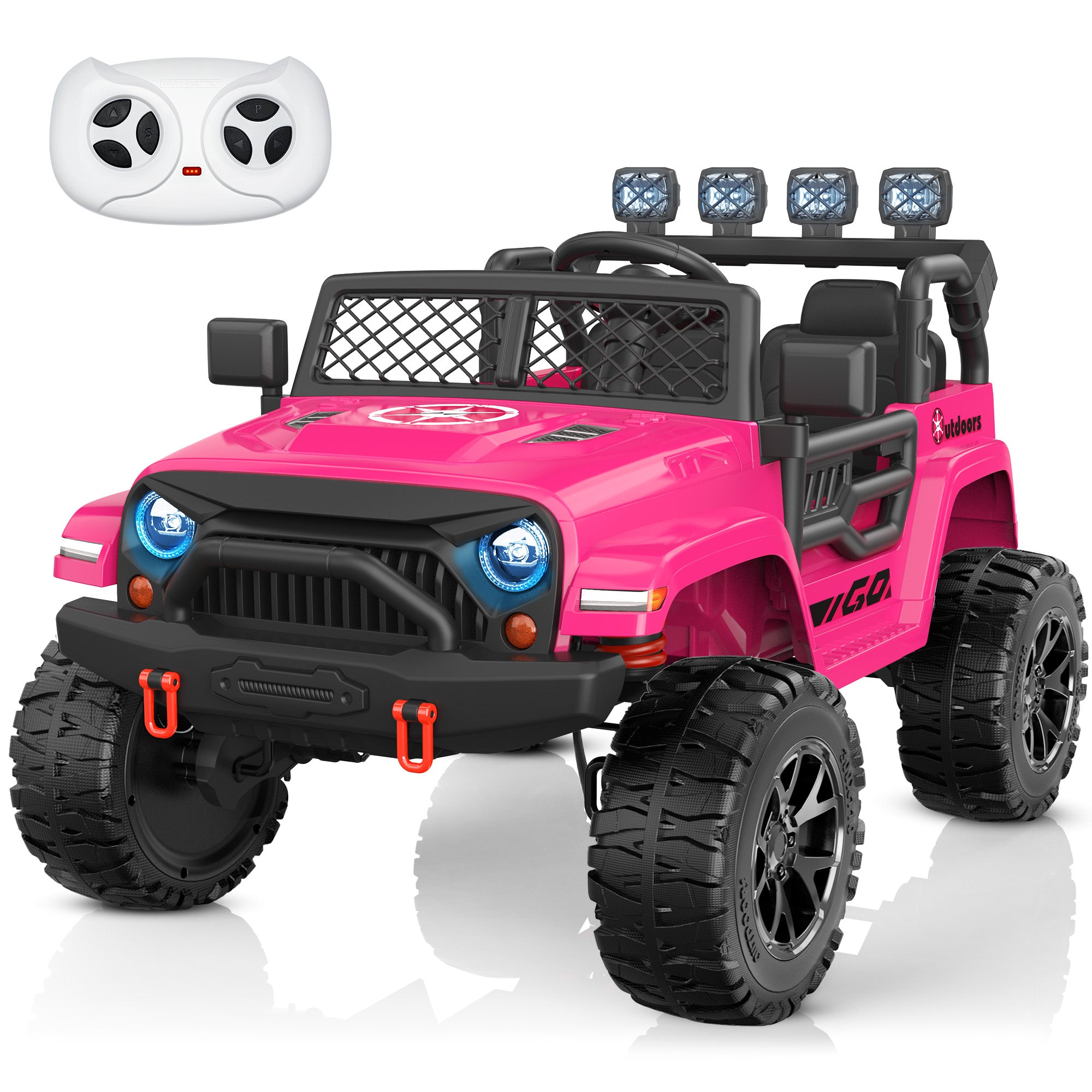 ANPABO 24 Volt 4WD Truck Two Seater With Parent Remote Control And Bluetooth Music Player 3-8 Years Old