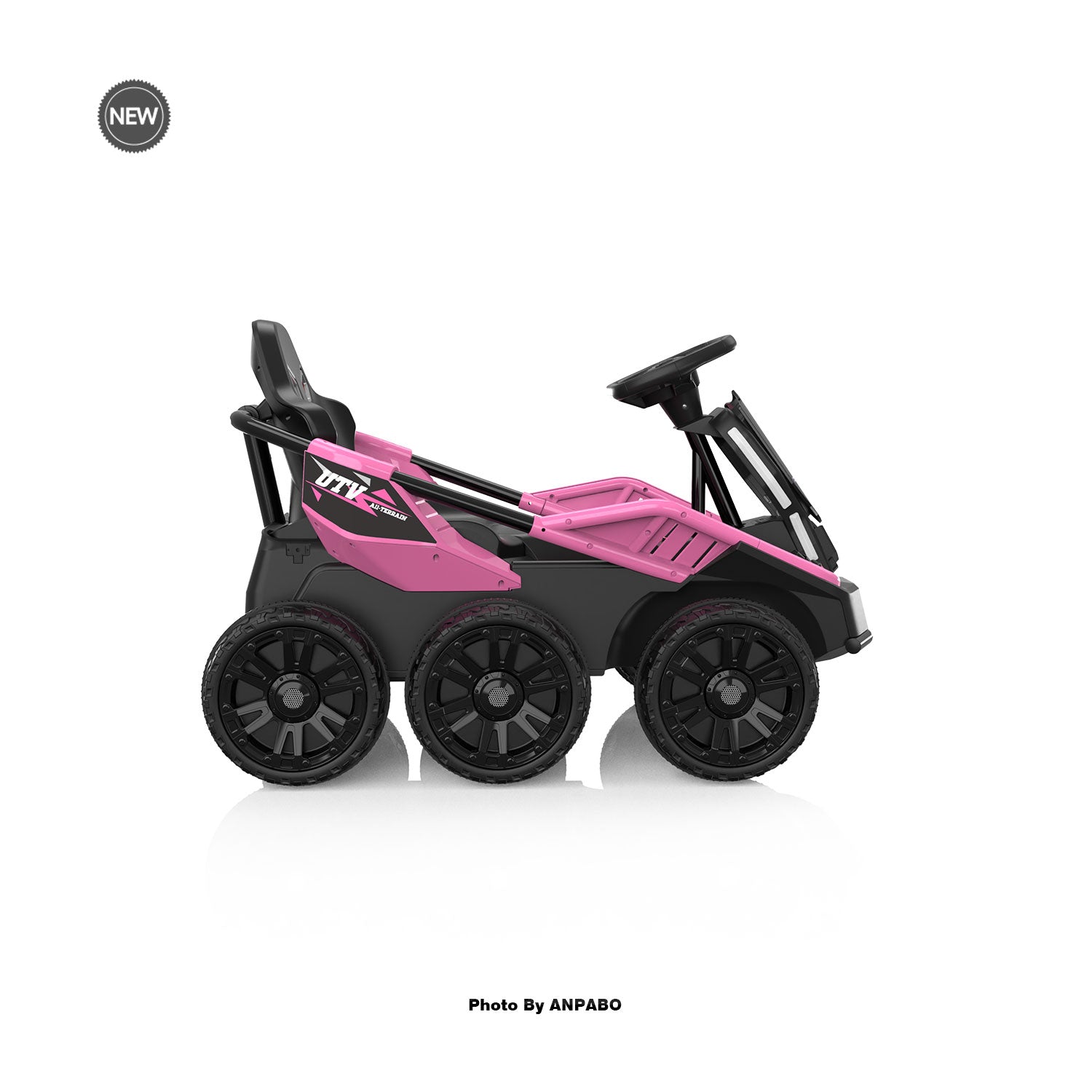 24V Kids Ride-On: 4WD, 17" Seat, Remote, Bluetooth Music, 5MPH-pink