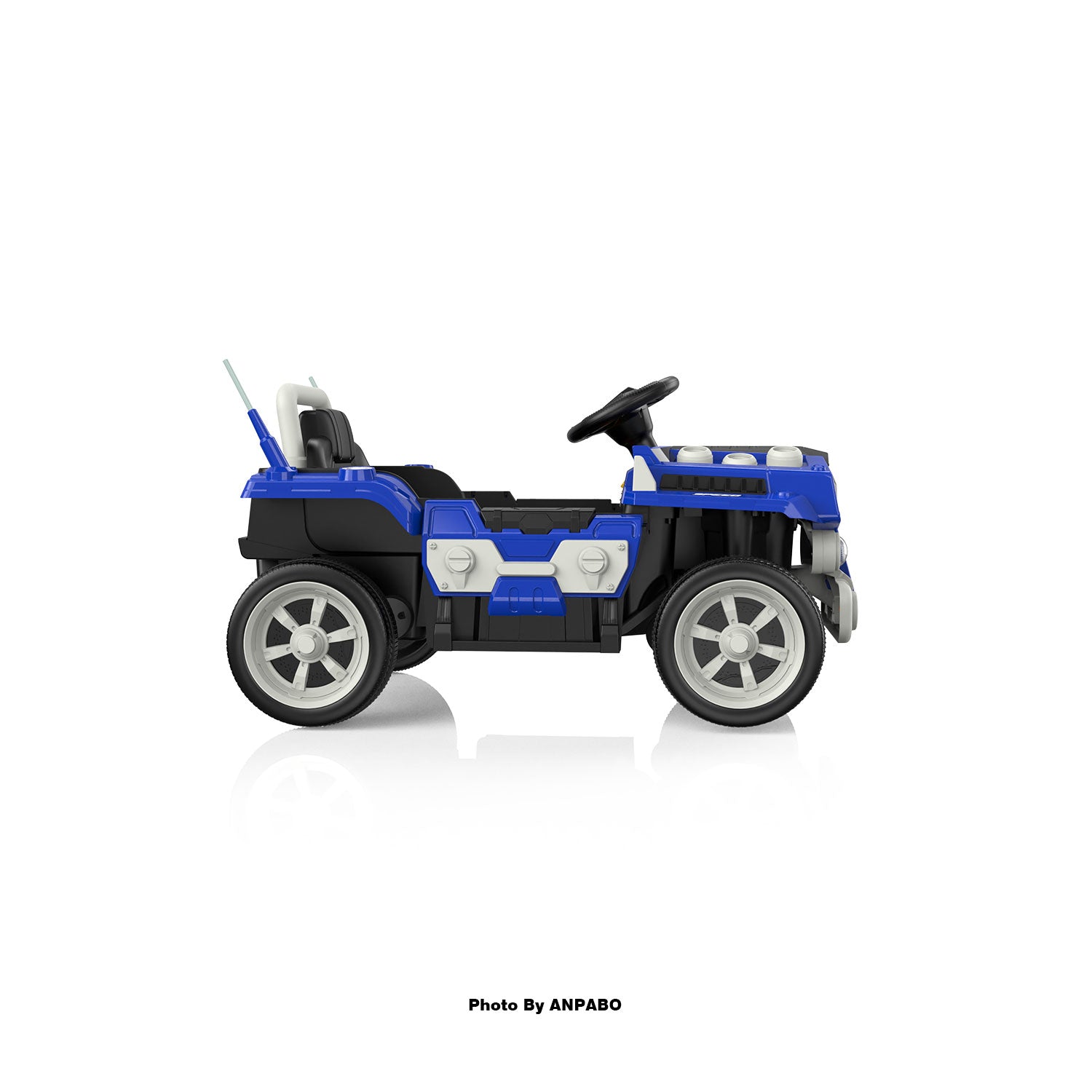 ANPABO Blue 12V Ride-On Car for Ages 2-5 RC, Music, Safety Features-blue