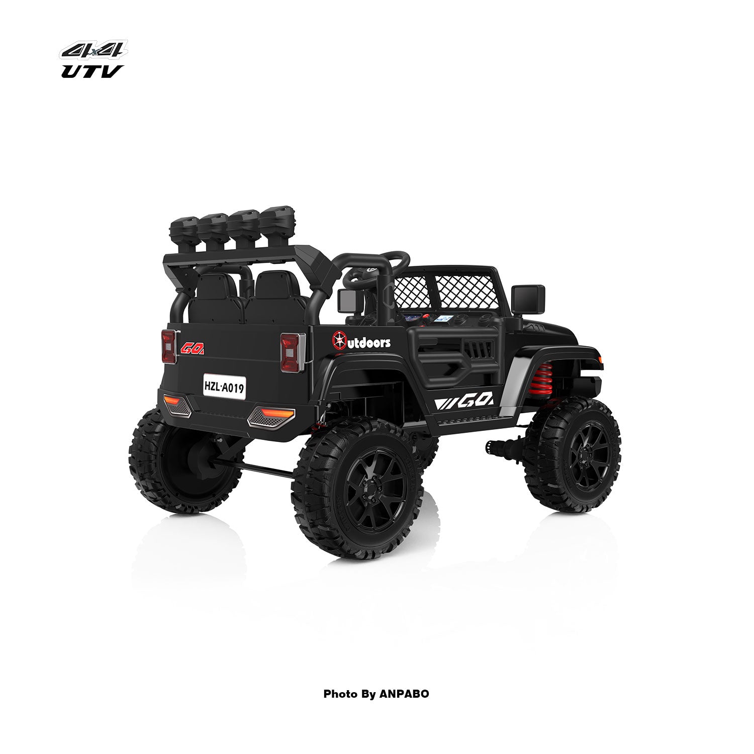 ANPABO 24V UTV Two Seater Jeeps & Trucks With Remote/Bluetooth-black