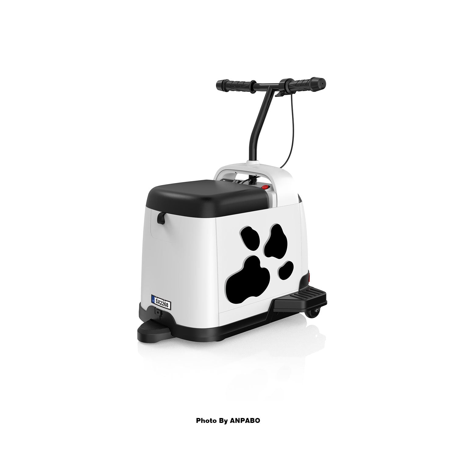 ANPABO 12V Kids Ride On Car with Lights & Music-white-cow