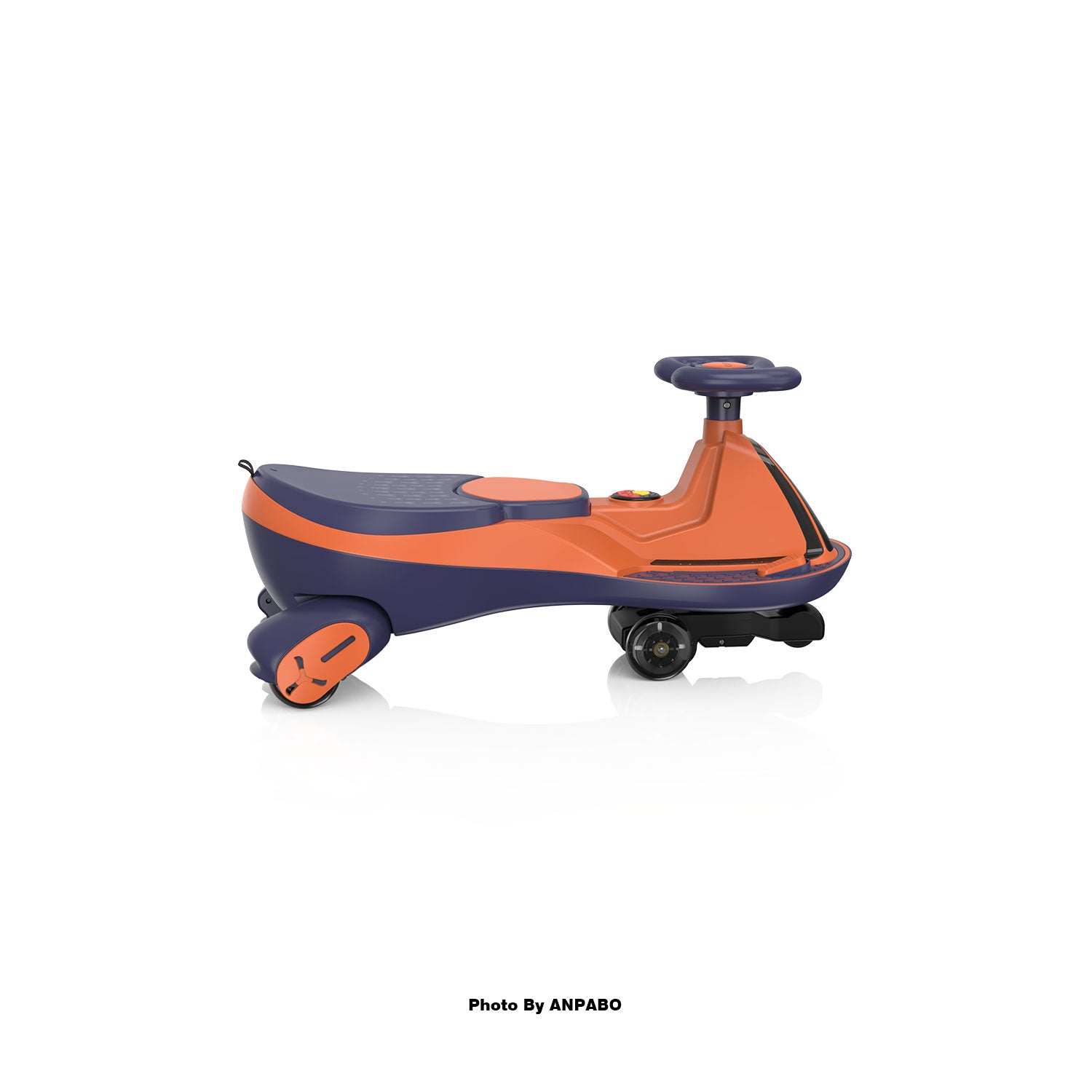 ANPABO 12V Electric Wiggle Car for Kids with LED Screen-Lights & Music-orange