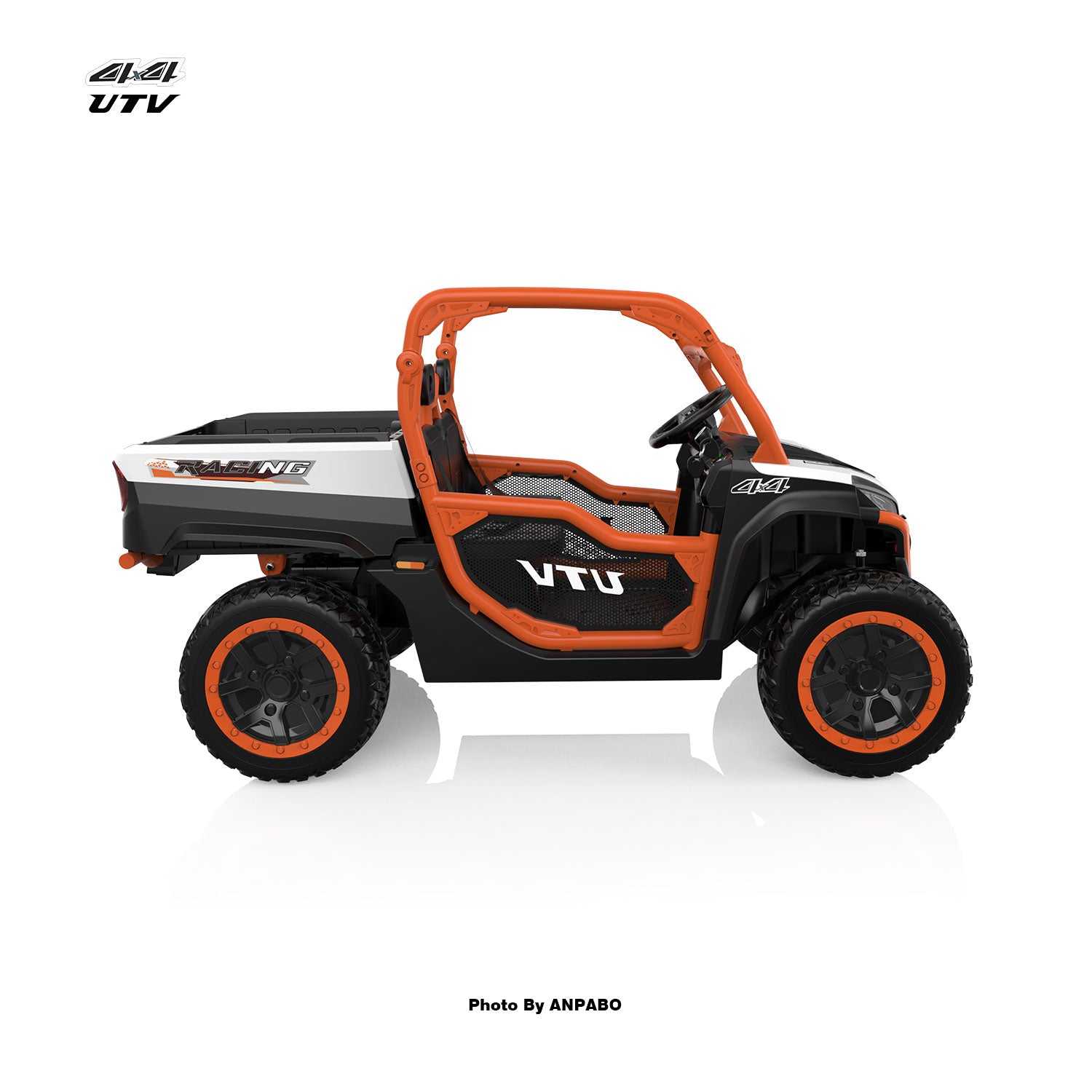 24V All-in-One Utility Ride-On: 4WD Dump Truck & Off-Road UTV with Remote (2-Seater)-orange