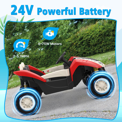 ANPABO 24 Volt 4WD Truck Two Seater With Parent Remote Control And Bluetooth Music Player 3-12+ Years Old