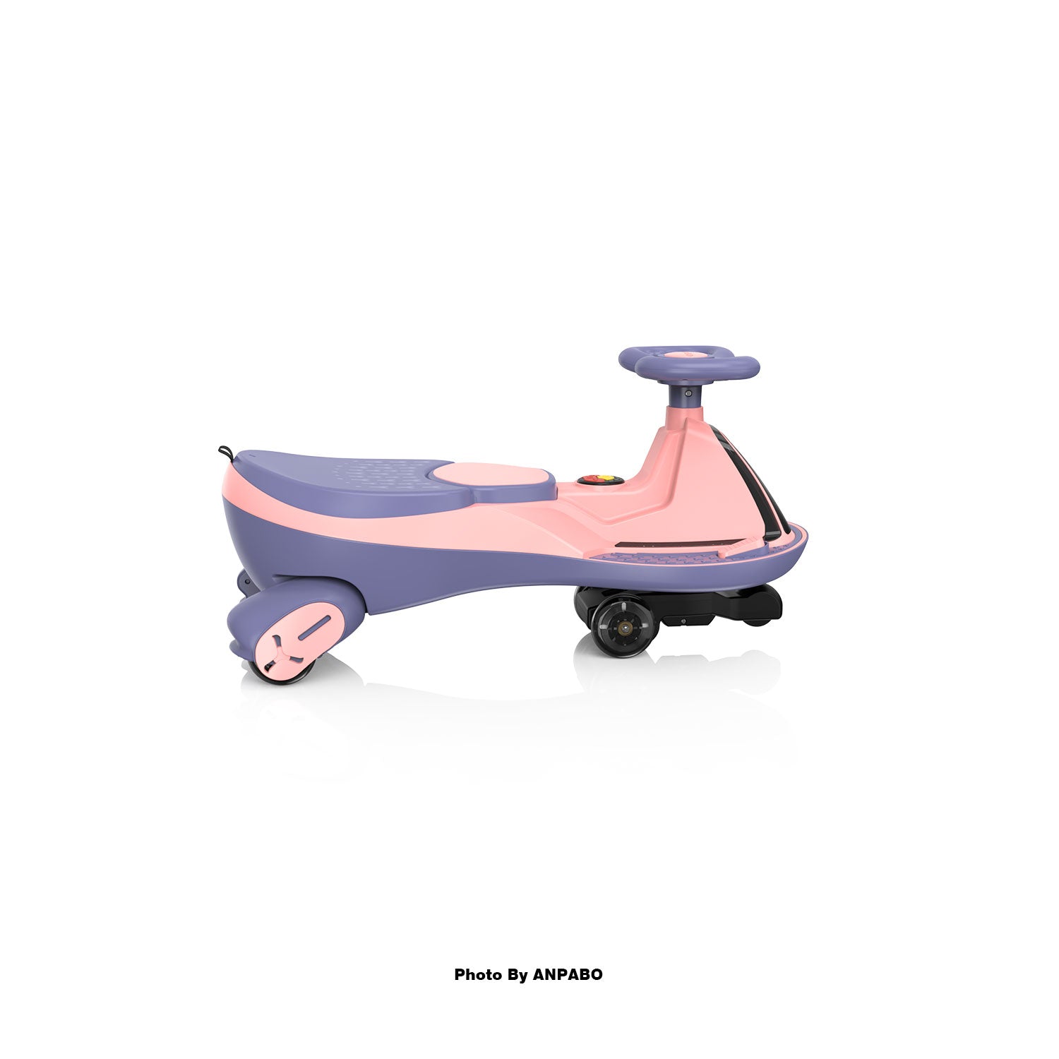 ANPABO 12V Electric Wiggle Car for Kids with LED Screen-Lights & Music-pink