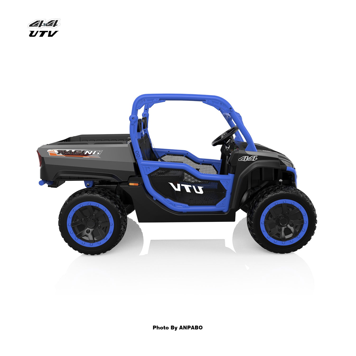 24V All-in-One Utility Ride-On: 4WD Dump Truck & Off-Road UTV with Remote (2-Seater)-blue