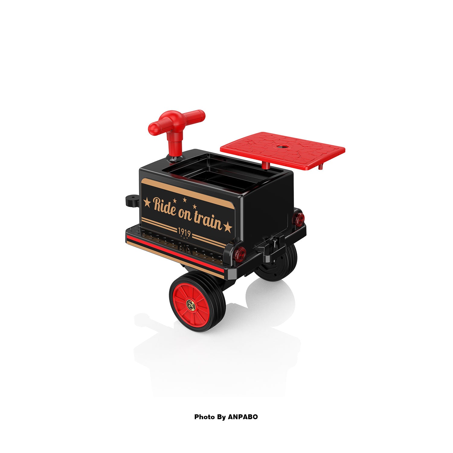 ANPABO 12V Ride-On Train Carriage with Storage-black